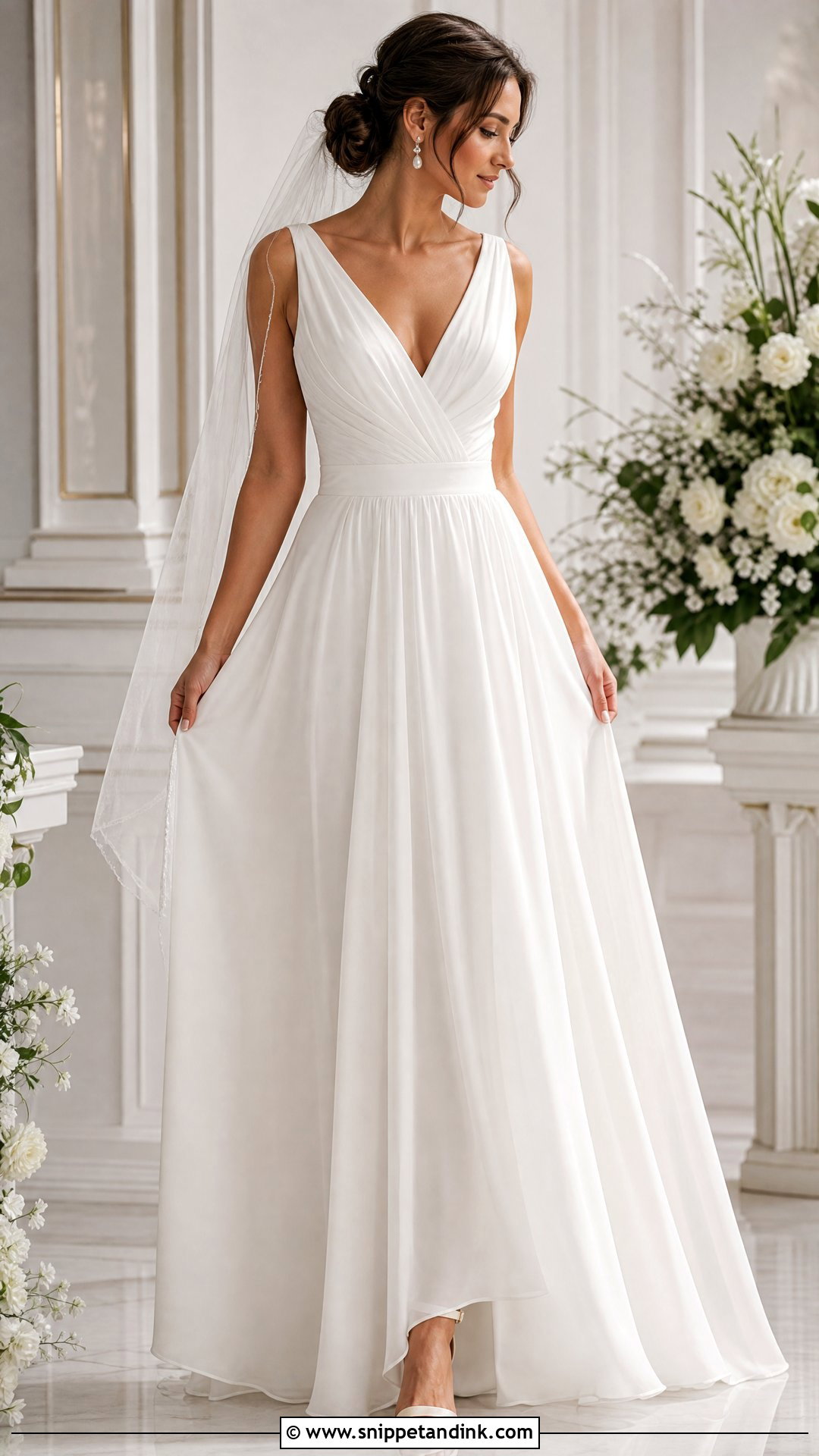 Chiffon A Line Wedding Dress - Snippet and Ink - 25 Floaty Wedding Dress Ideas