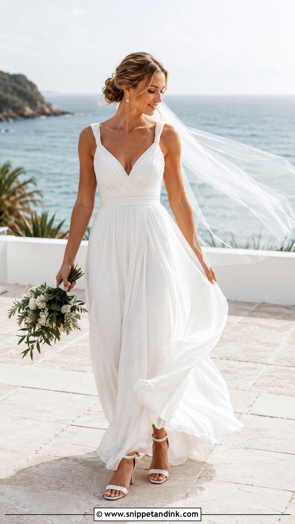 Chiffon A Line Wedding Dress With Ruched Straps - Snippet and Ink - 20 A Line Wedding Dress with Straps Ideas