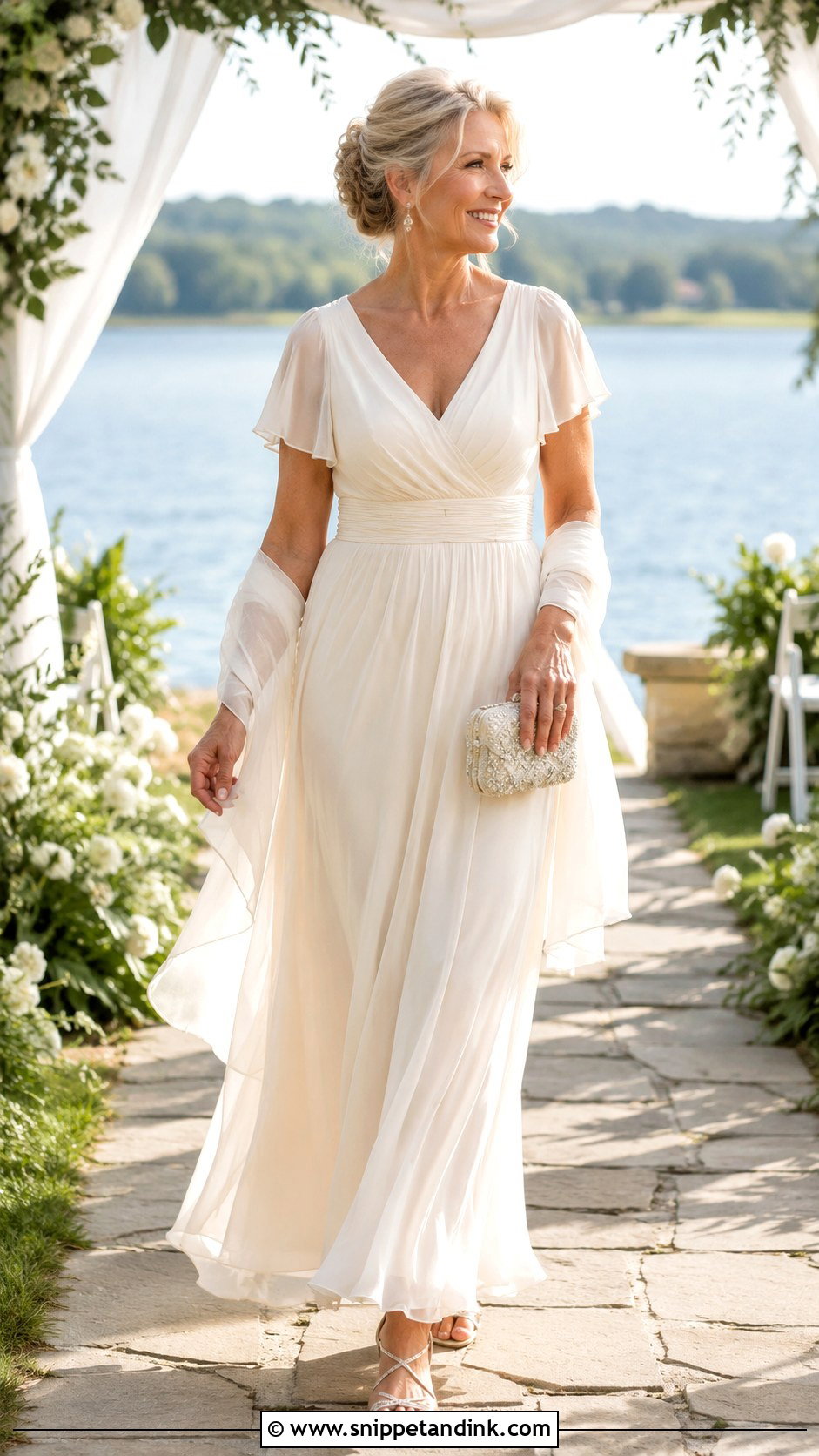 Chiffon A Line Wedding Dress With Sandals - Snippet and Ink - 20 Casual Wedding Dress for Second Marriage Older Bride Ideas