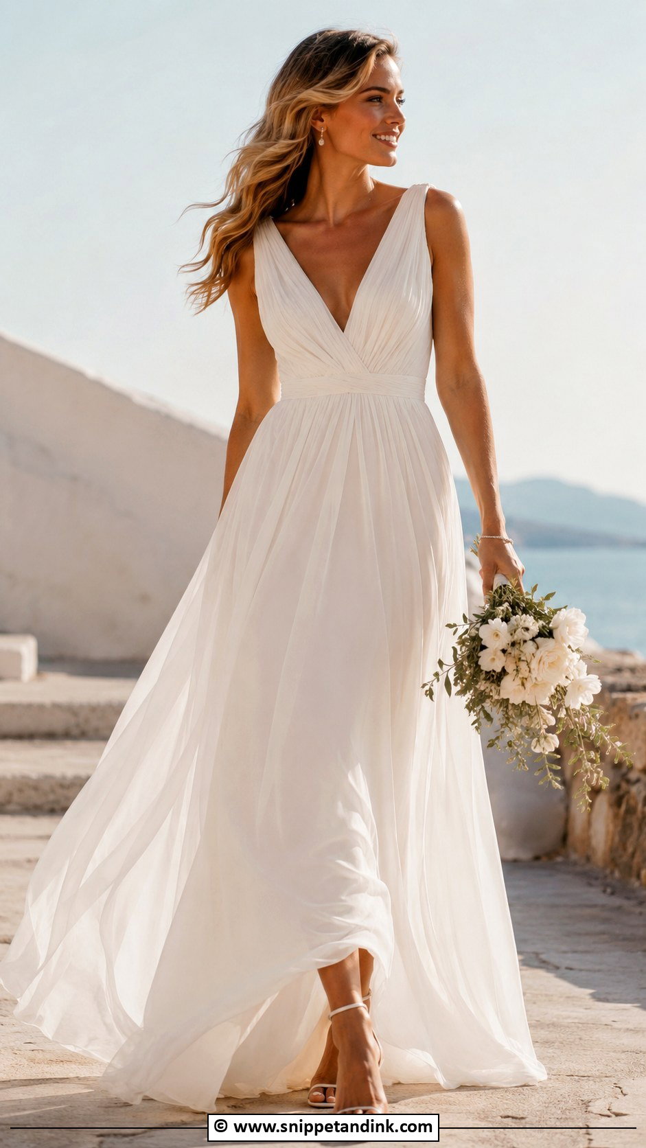 Chiffon A Line Wedding Dress - Snippet and Ink - 30 A-Line Wedding Dress Ideas