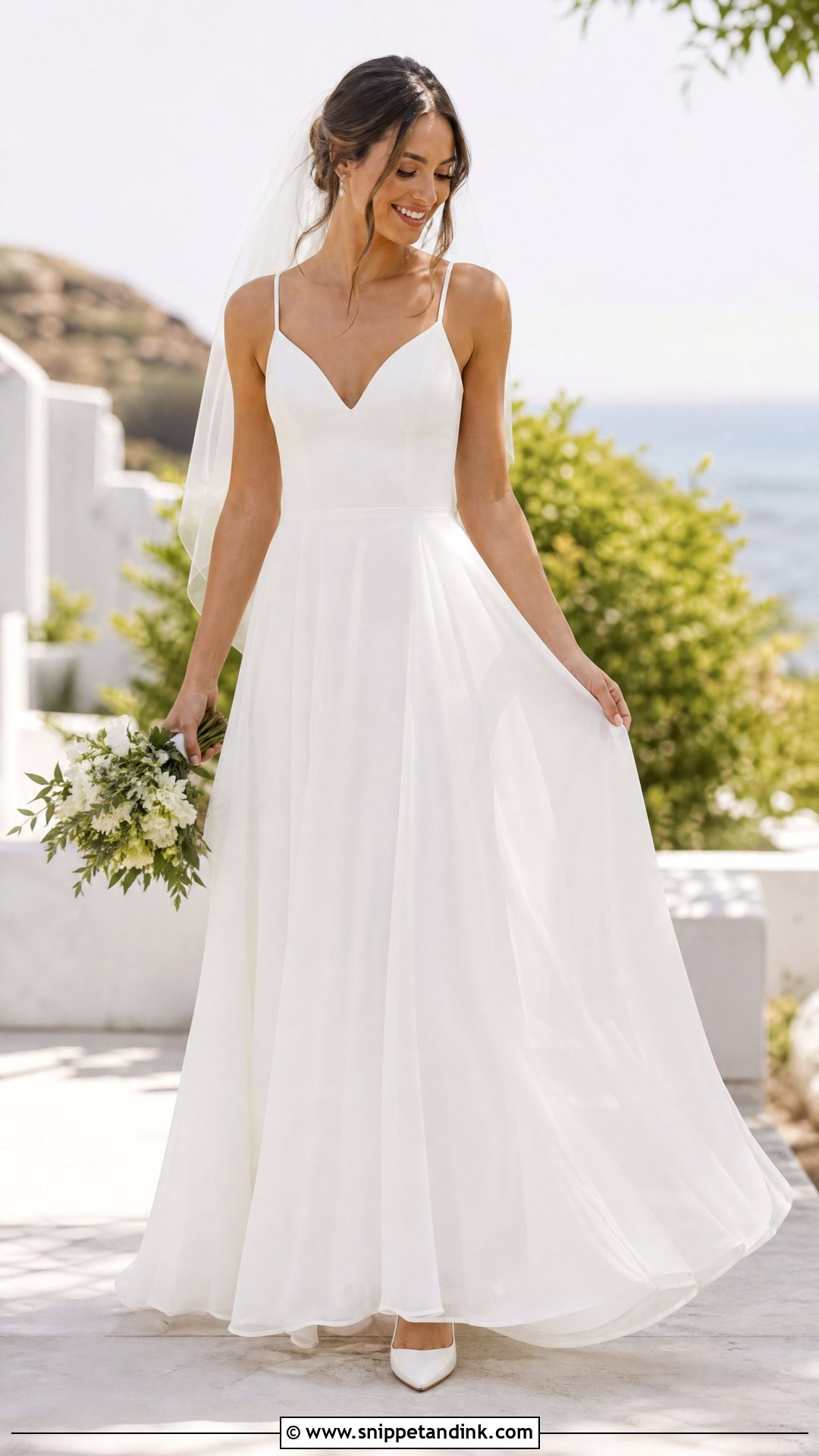 Chiffon A Line Wedding Gown - Snippet and Ink - 25 A Line Wedding Gown Ideas