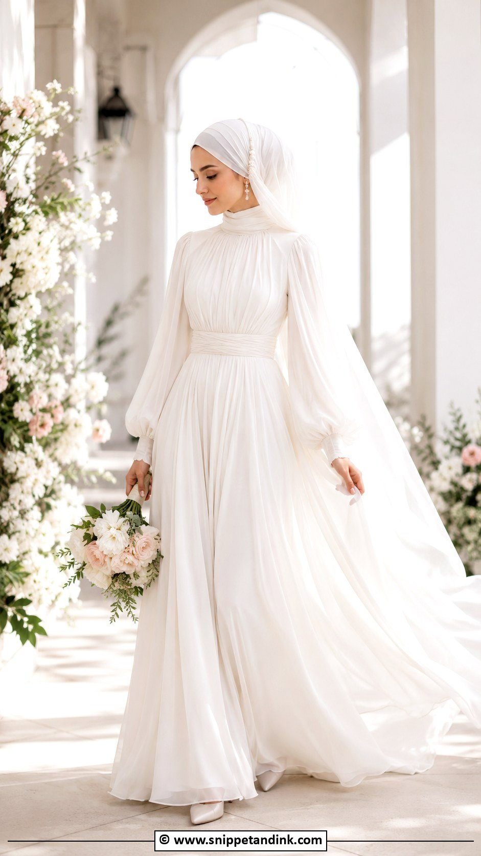 Chiffon Arabic Muslim Wedding Dress - Snippet and Ink - 25 Arabic Muslim Wedding Dress Ideas