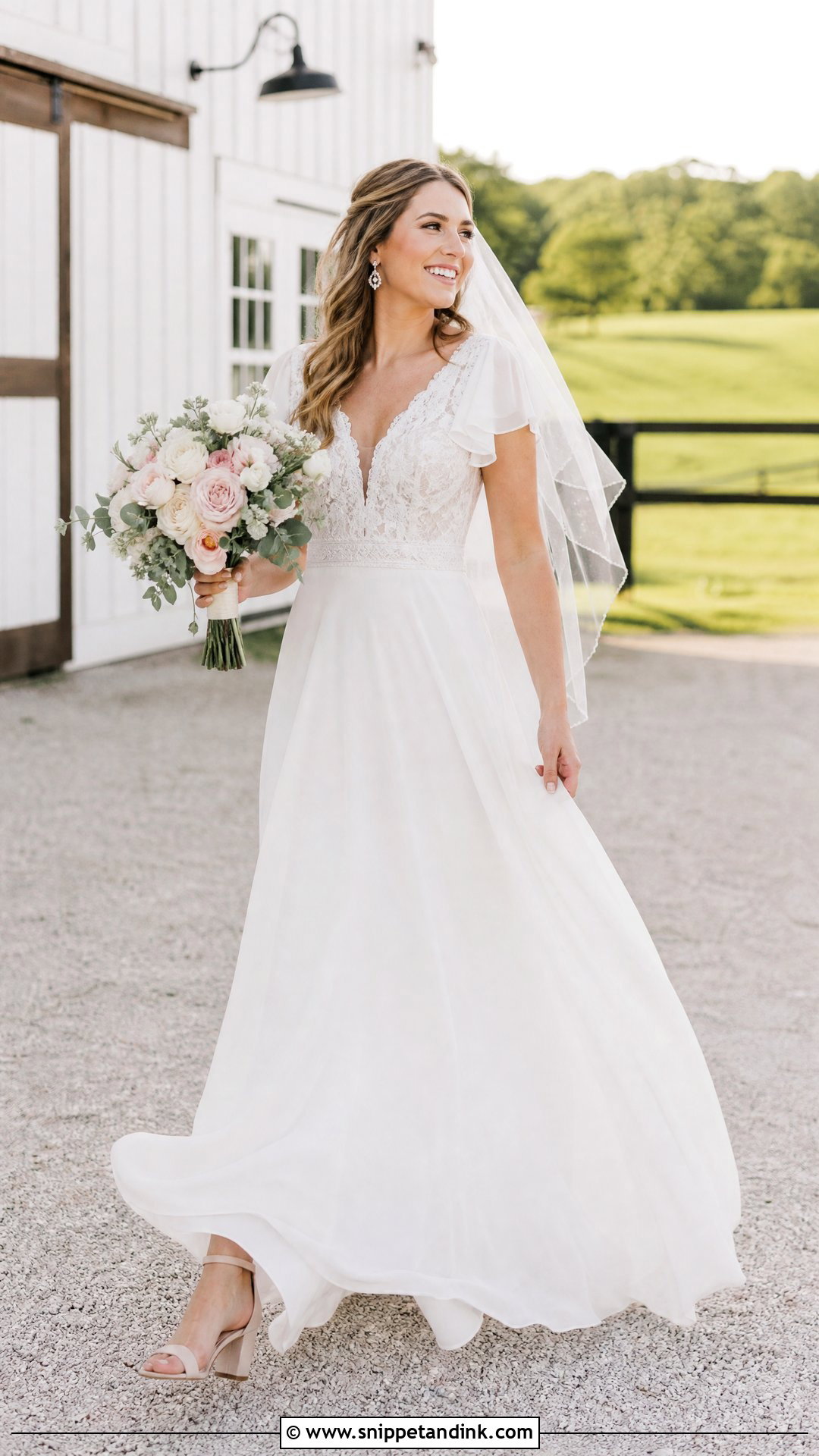 Chiffon Barn Wedding Dress - Snippet and Ink - 25 Barn Wedding Dress Ideas