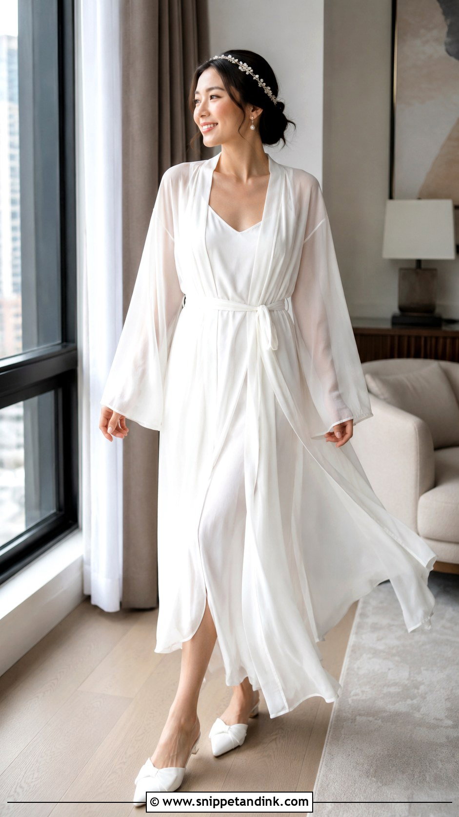 Chiffon Batas Bride Robe Outfit - Snippet and Ink - 20 Batas Bride Ideas