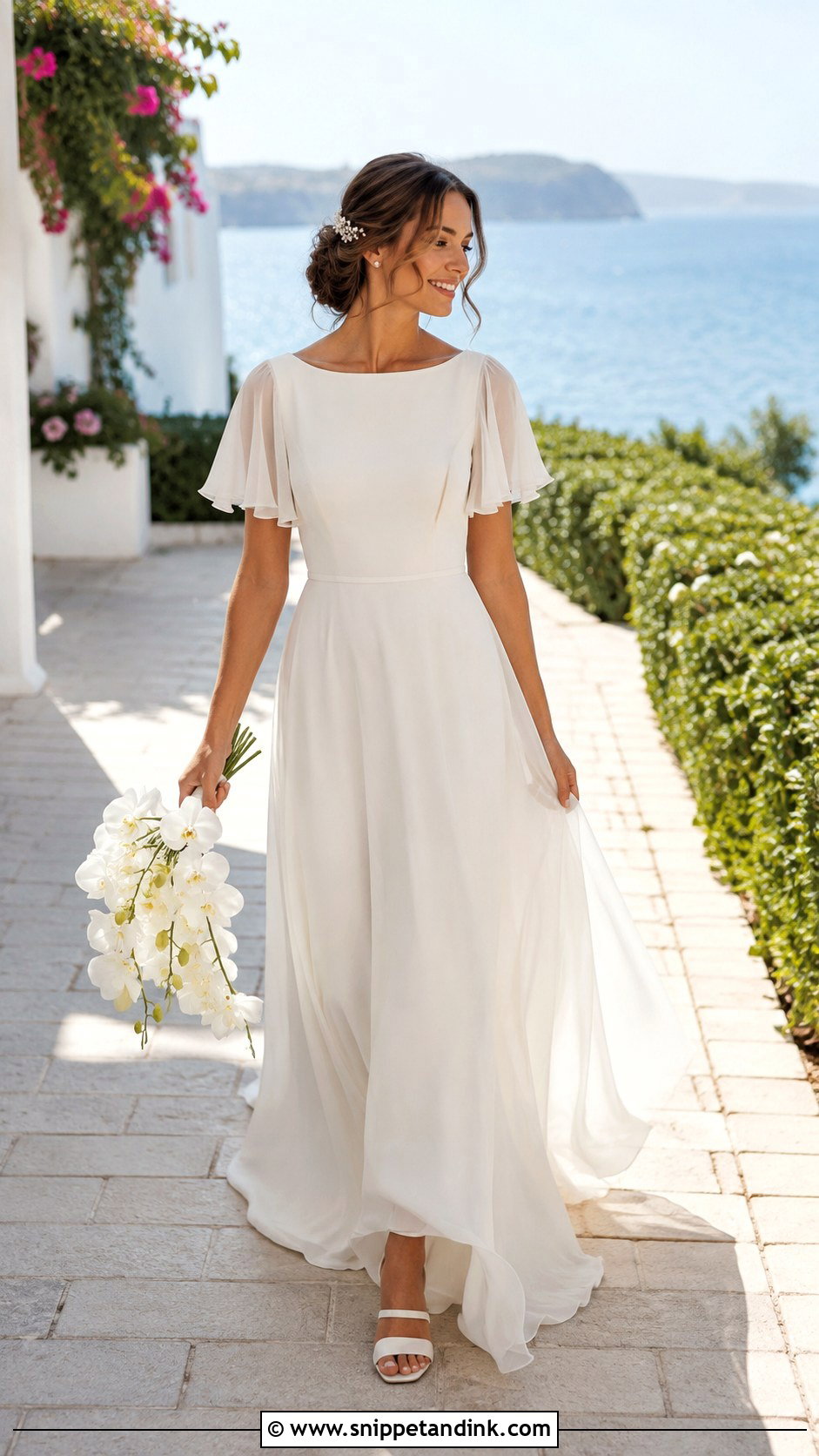Chiffon Bateau Neckline Wedding Dress - Snippet and Ink - 20 Bateau Neckline Wedding Dress Ideas