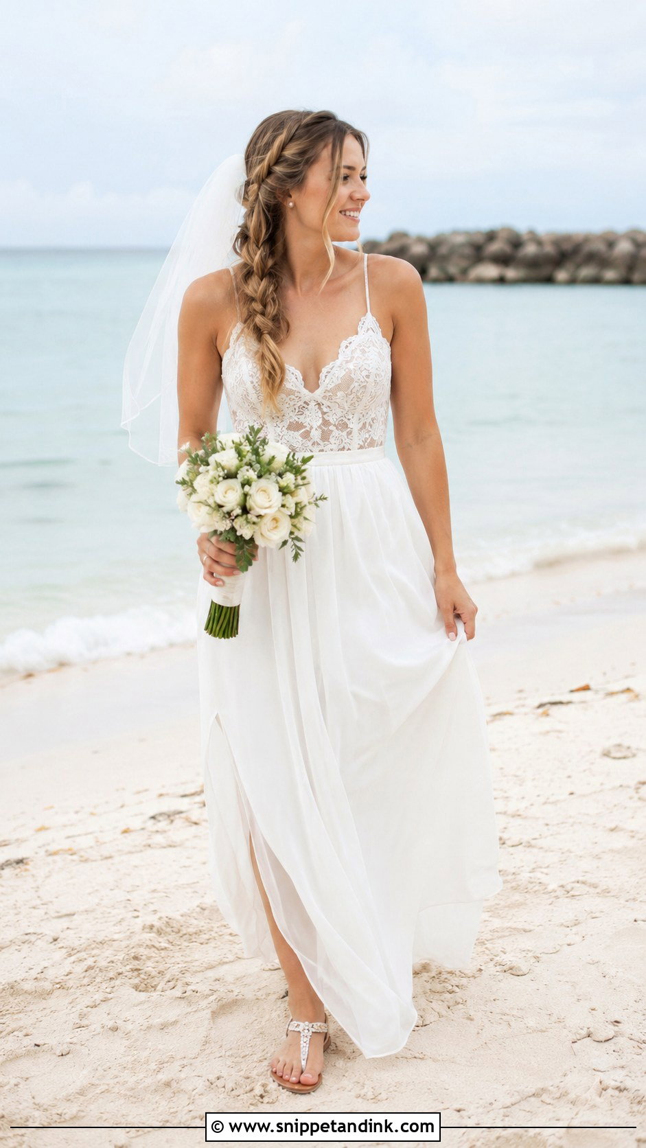 Chiffon Beach Boho Wedding Dress - Snippet and Ink - 20 Boho Chic Wedding Dresses