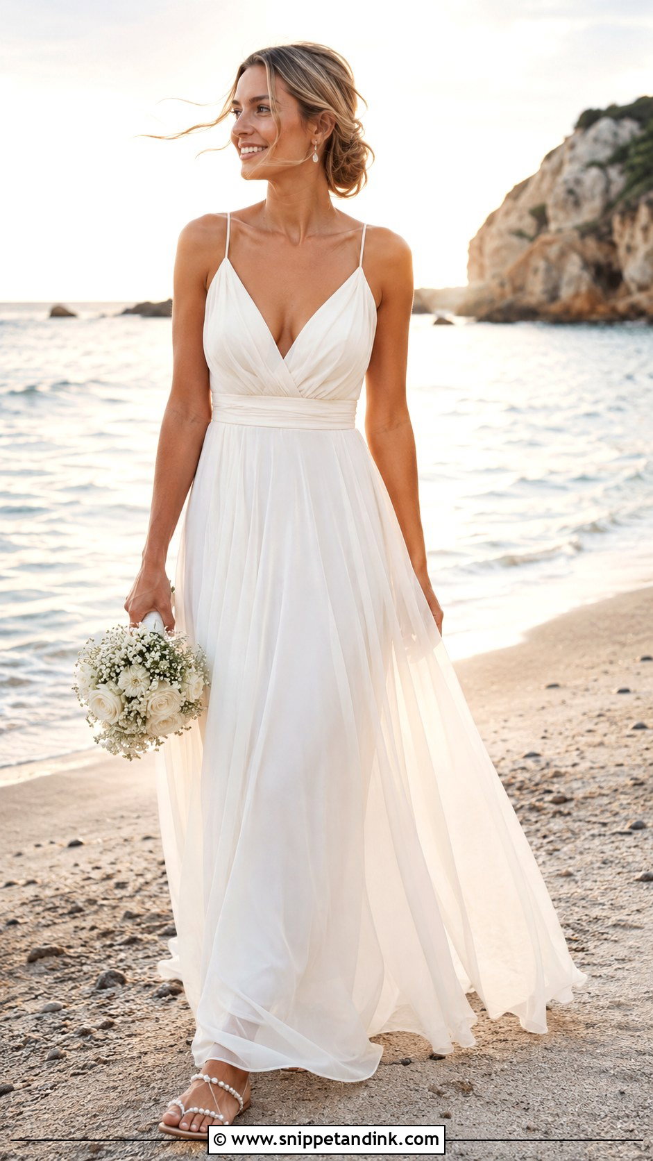 Chiffon Beach Elopement Dress - Snippet and Ink - 25 Beach Elopement Dress Ideas