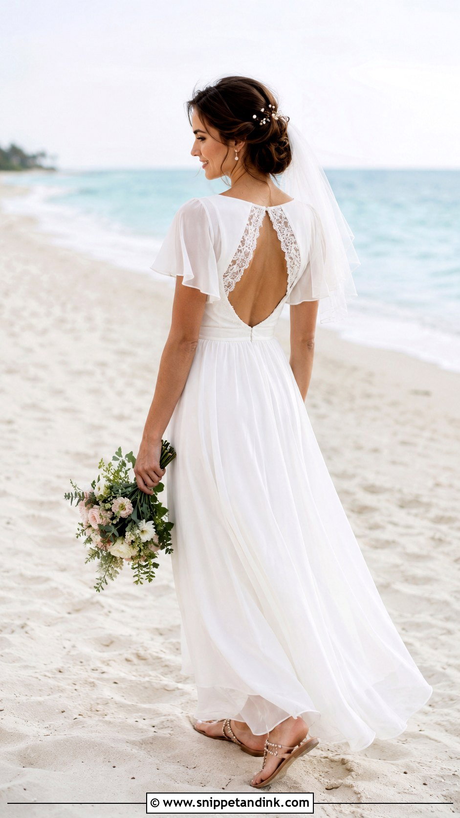Chiffon Beach Keyhole Wedding Dress - Snippet and Ink - 20 Keyhole Wedding Dress Ideas