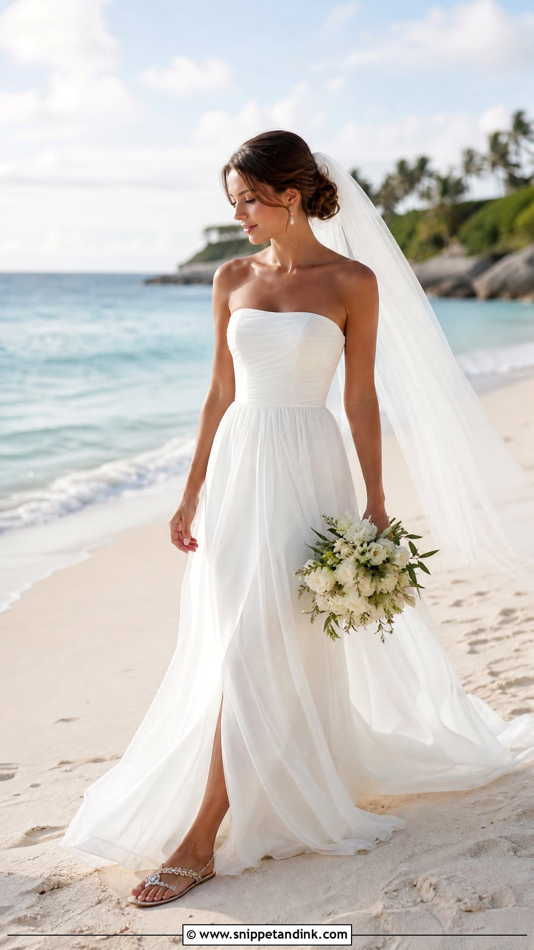 Chiffon Beach Tube Wedding Gown - Snippet and Ink - 20 Tube Wedding Gown Ideas