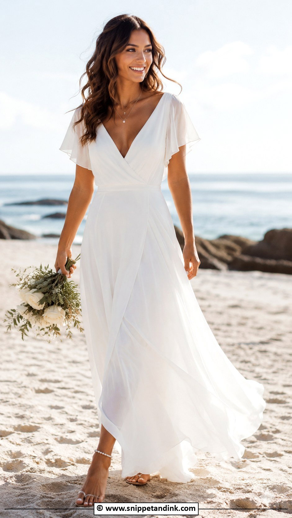 Chiffon Beach Wedding Dress - Snippet and Ink - 30 Cute Wedding Dresses