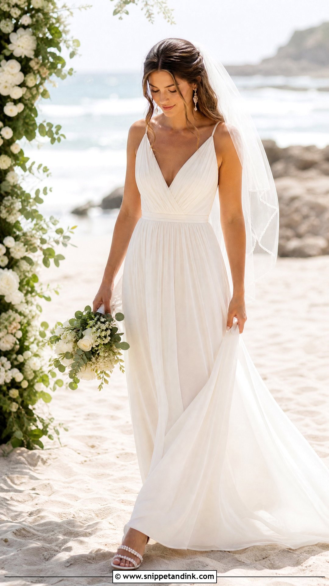 Chiffon Beach Wedding Dress - Snippet and Ink - 25 Coastal Wedding Dress Ideas