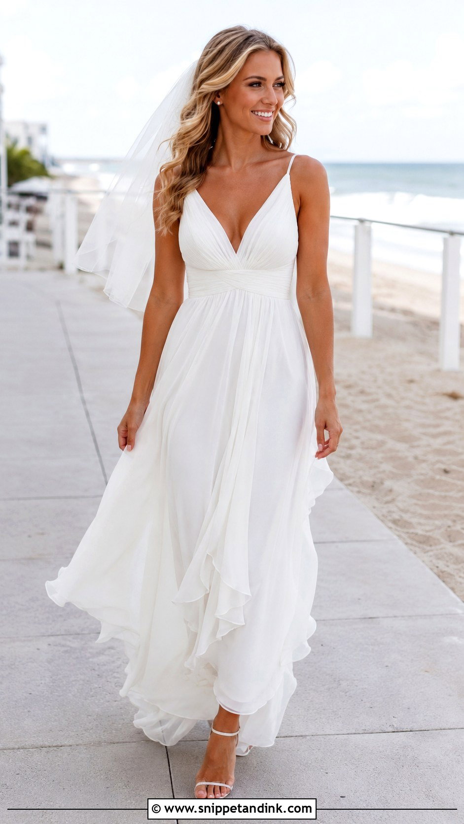 Chiffon Beach Wedding Dress - Snippet and Ink - 30 Chiffon Wedding Dress Ideas