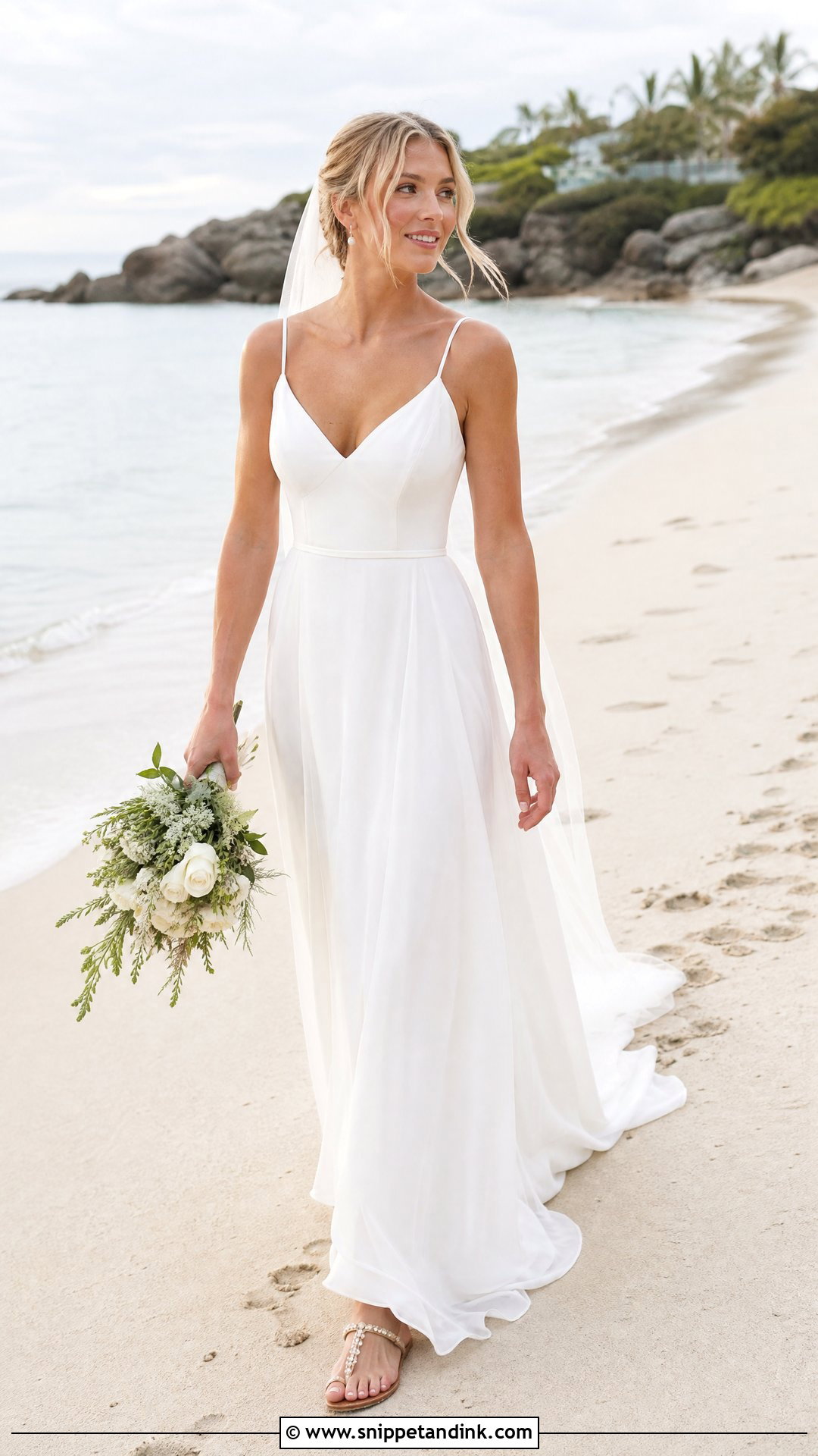 Chiffon Beach White Wedding Gown - Snippet and Ink - 20 White Wedding Frocks Gowns
