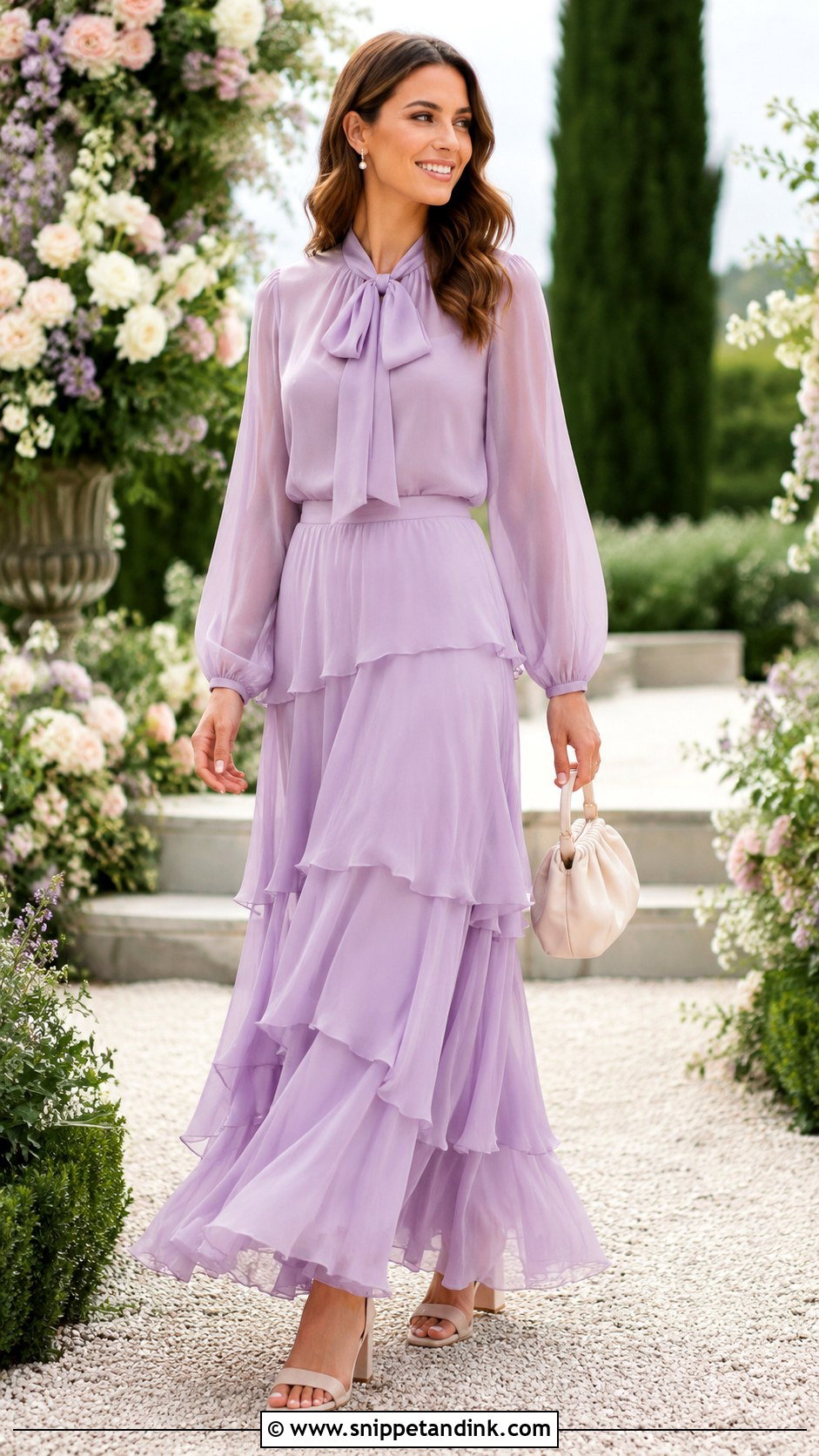 Chiffon Blouse And Tiered Skirt Wedding Outfit - Snippet and Ink - 25 Blouse and Skirt Outfit Wedding Ideas