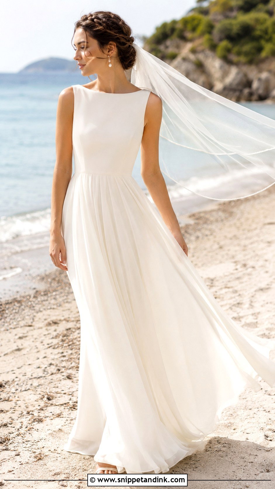 Chiffon Boat Neck Wedding Dress - Snippet and Ink - 20 Boat Neck Wedding Dresses