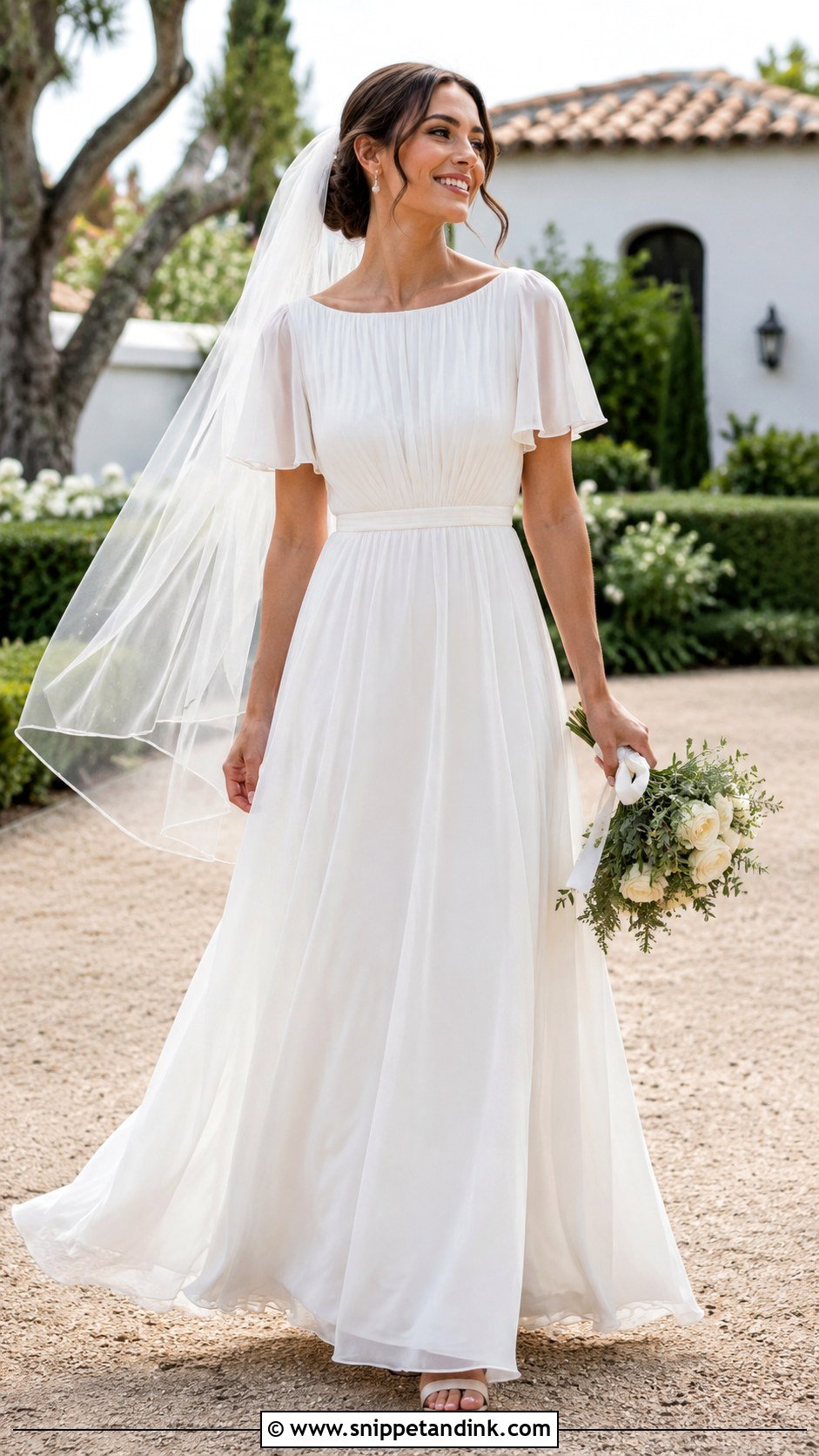 Chiffon Boatneck Wedding Dress - Snippet and Ink - 20 Boatneck Wedding Dresses