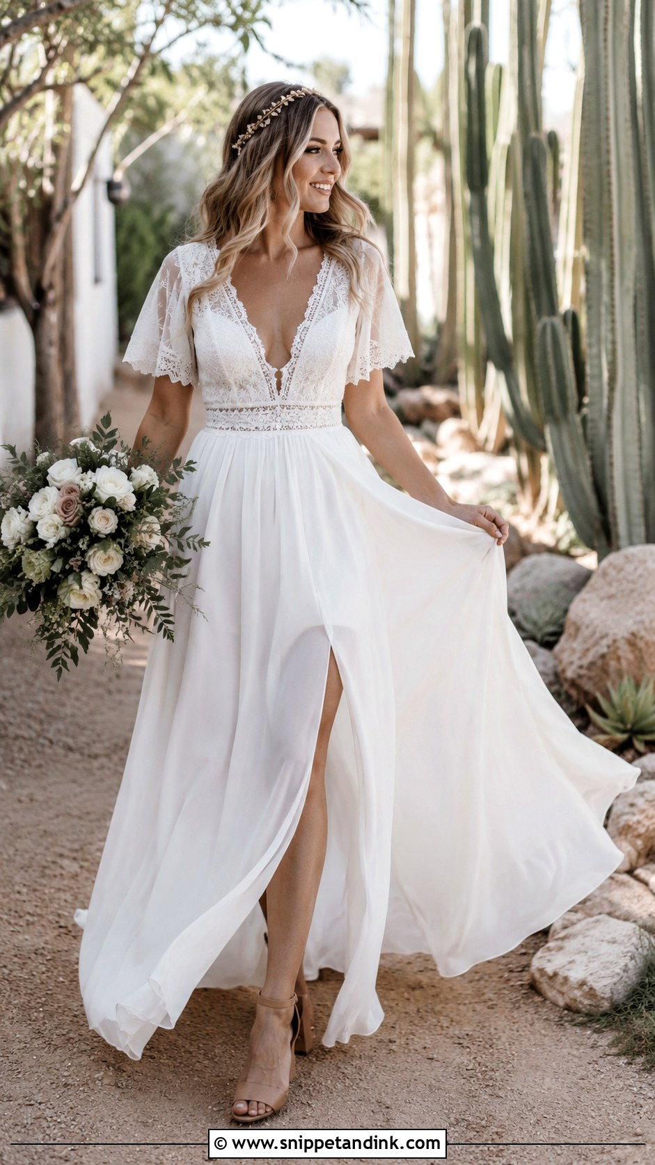 Chiffon Boho Wedding Dress - Snippet and Ink - 30 Chiffon Wedding Dress Ideas