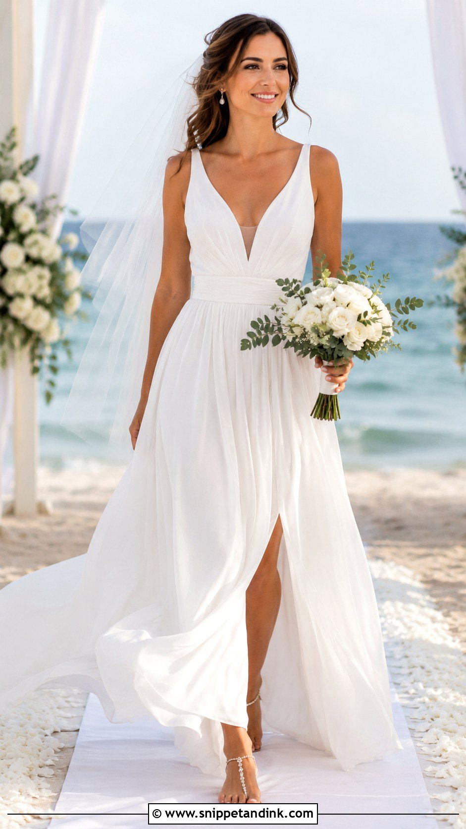 Chiffon Bridal Beach Wedding Gown - Snippet and Ink - 20 Bridal Beach Outfit Ideas