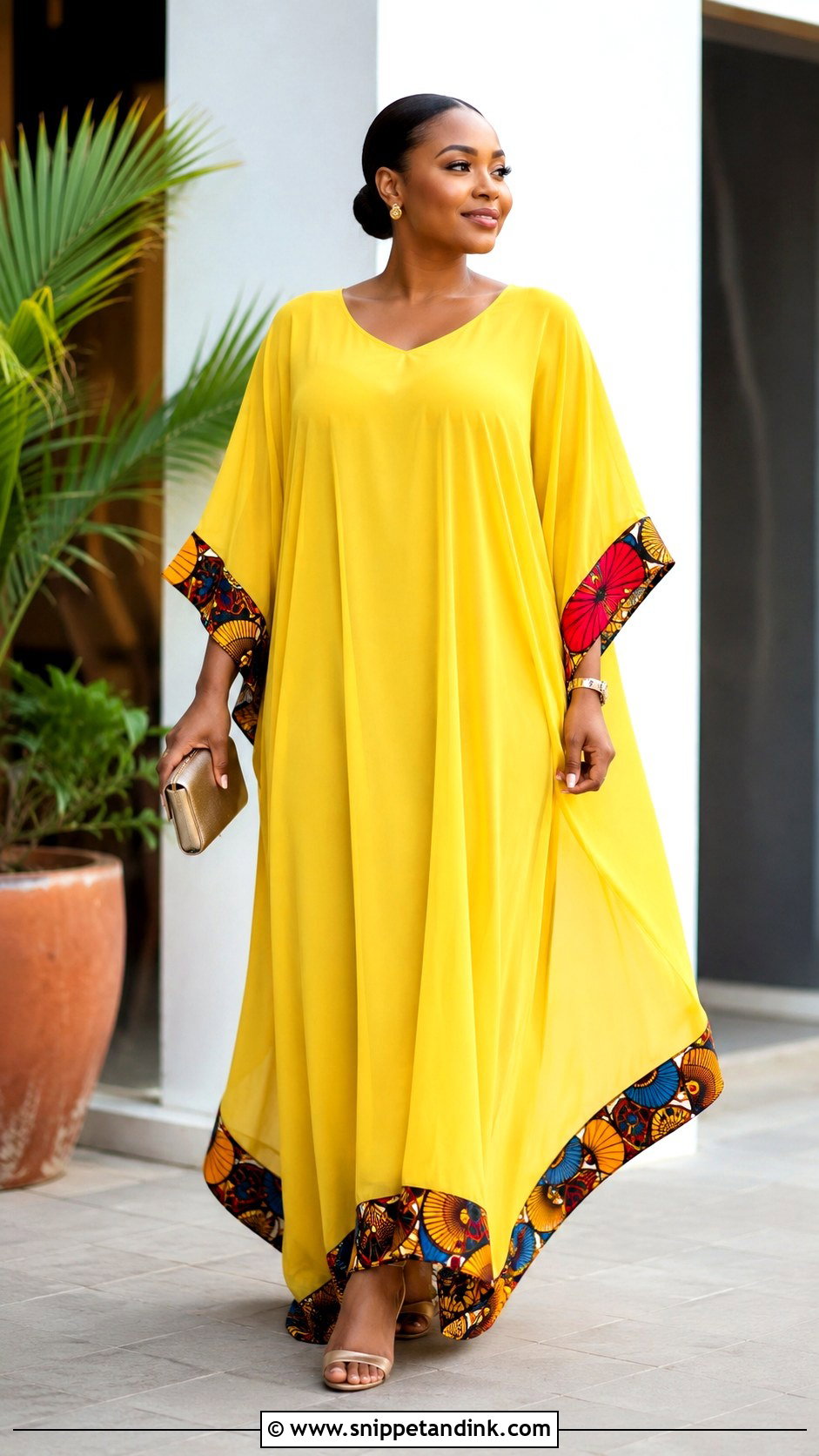 Chiffon Bubu Gown With Ankara Border - Snippet and Ink - 25 Bubu Gown Styles Chiffon