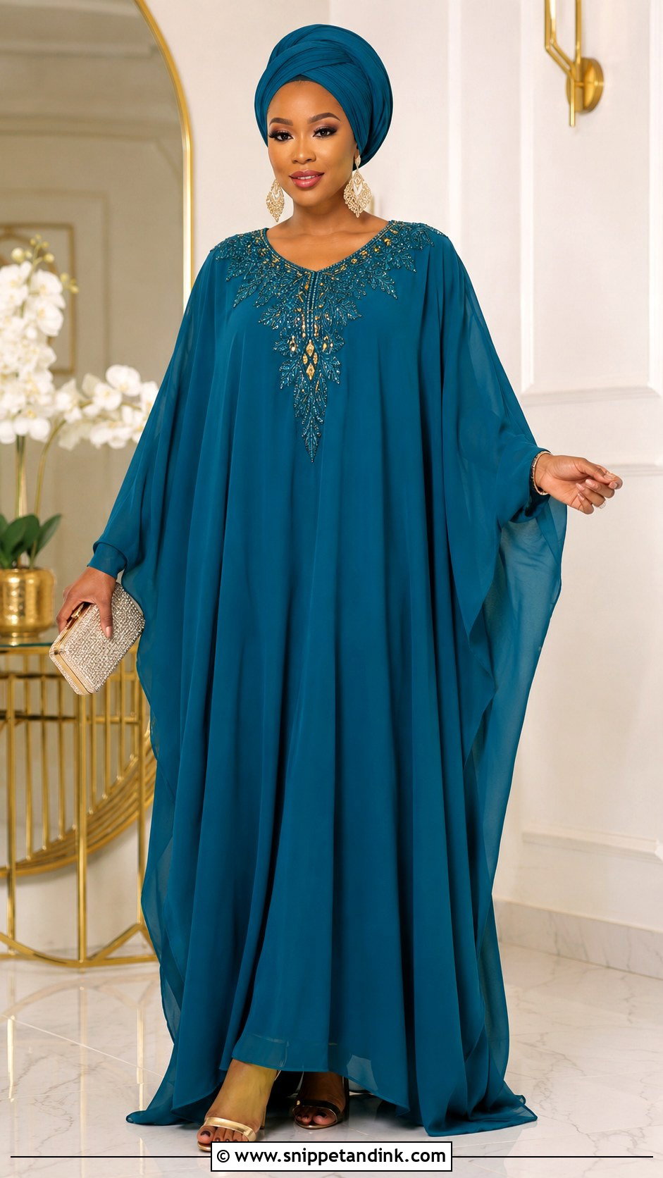 Chiffon Bubu Gown With Turban - Snippet and Ink - 25 Bubu Gown Styles Chiffon