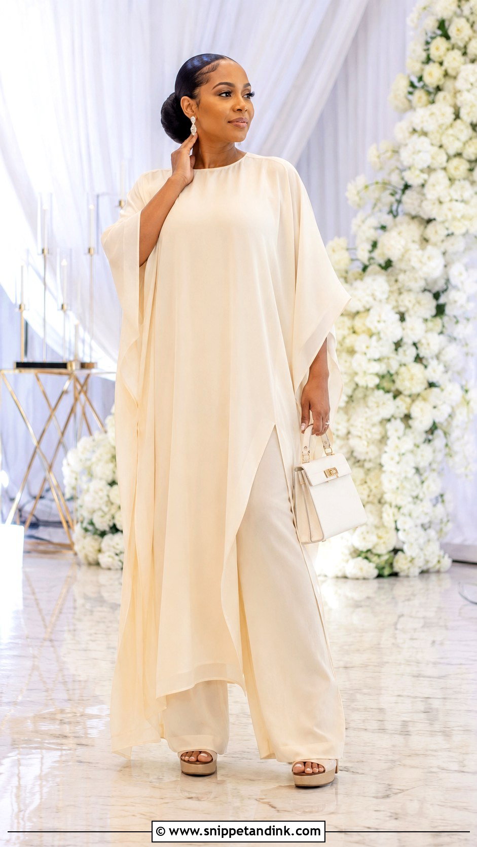 Chiffon Bubu Gown With Wide Leg Pants - Snippet and Ink - 25 Bubu Gown Styles Chiffon