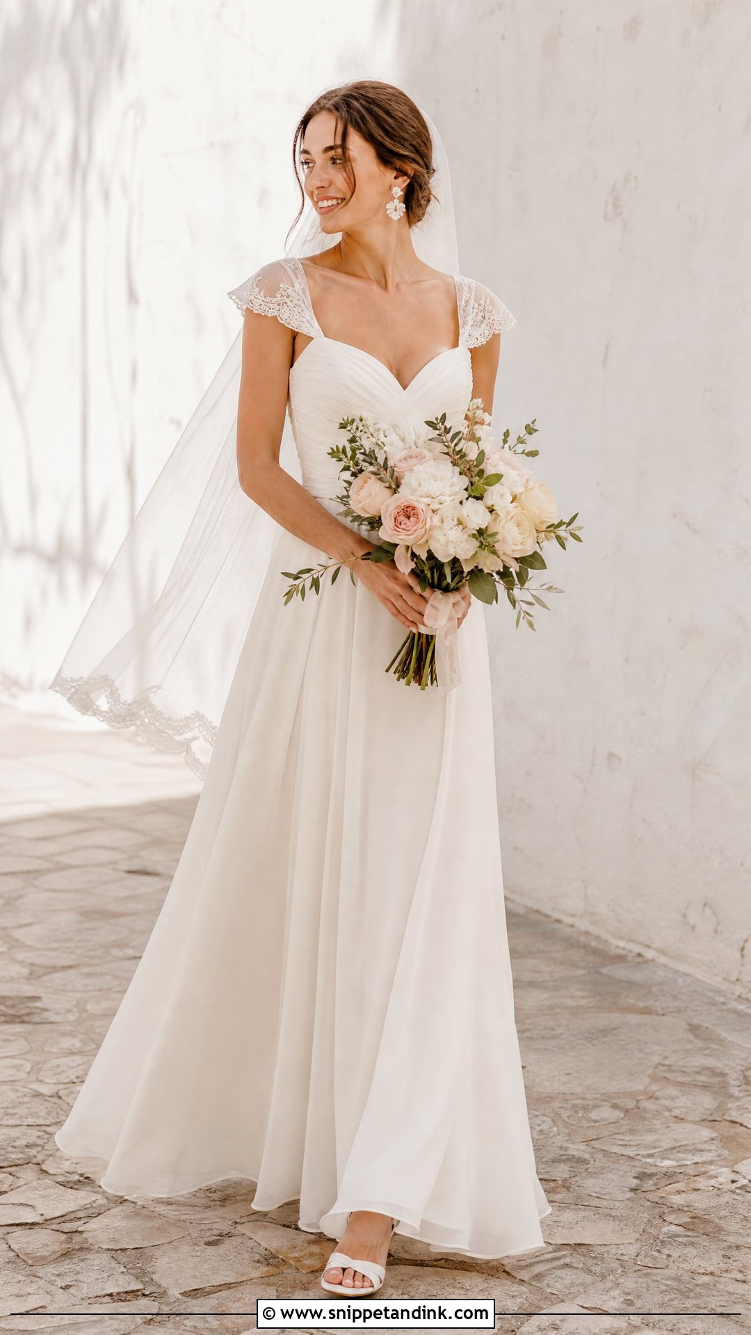 Chiffon Cap Sleeve Wedding Dress - Snippet and Ink - 20 Wedding Dresses Cap Sleeves