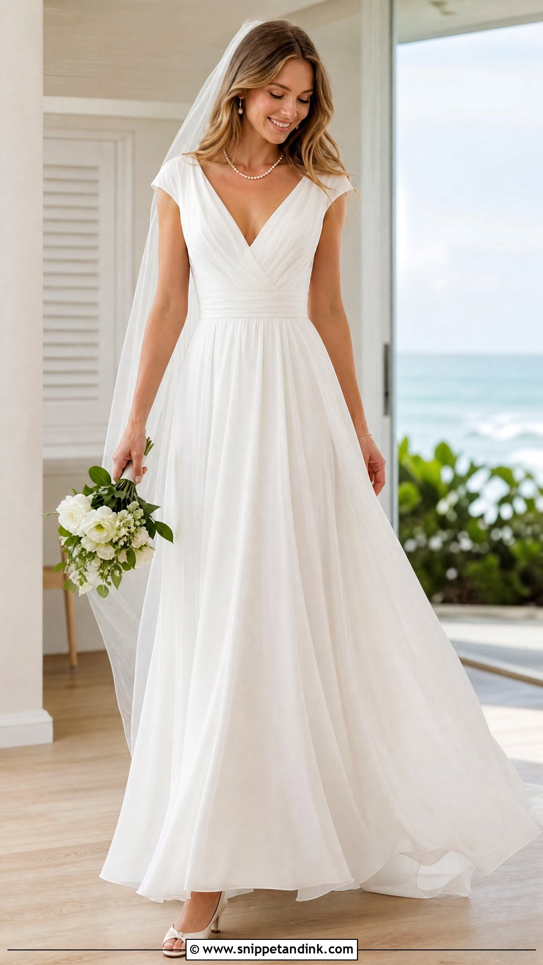 Chiffon Cap Sleeve Wedding Dress - Snippet and Ink - 20 Wedding Dress Cap Sleeves