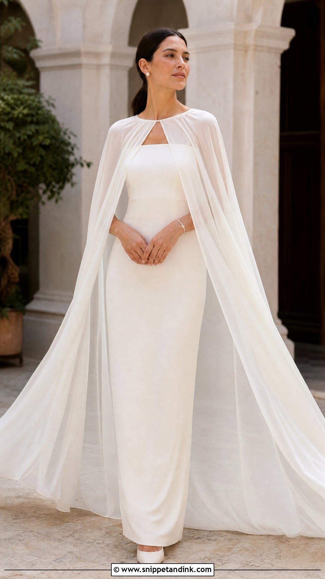 Chiffon Cape Overlay Wedding Dress - Snippet and Ink - 20 Wedding Dress with Overlay Ideas