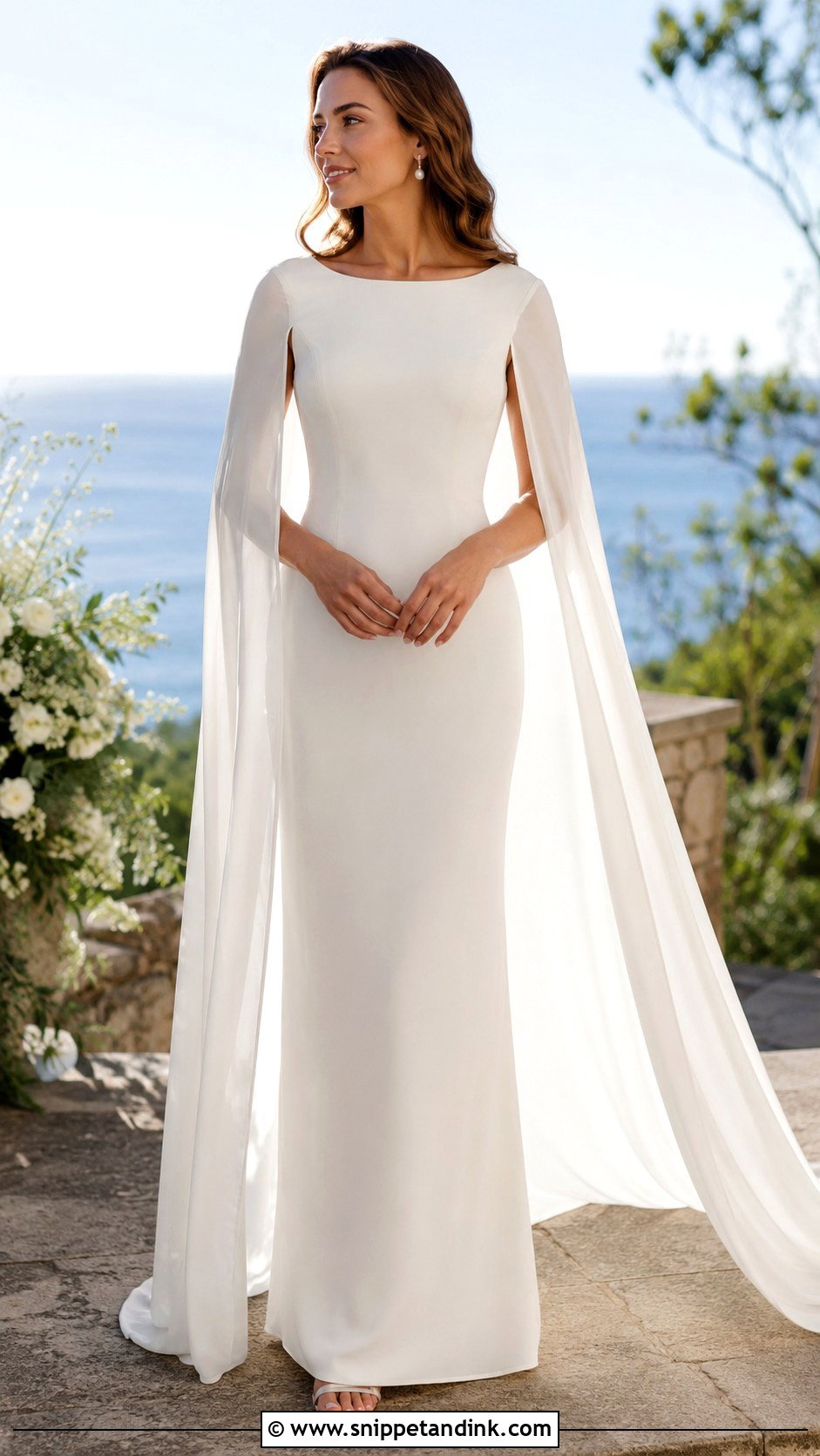 Chiffon Cape Wedding Dress Topper - Snippet and Ink - 30 Wedding Dress Topper Ideas