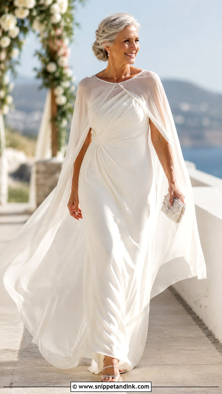 Chiffon Cape Wedding Dress - Snippet and Ink - 20 Wedding Dresses for Older Brides