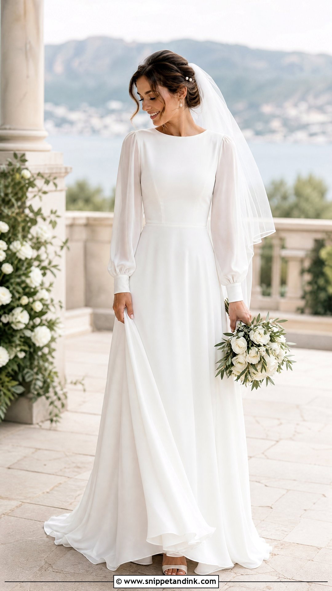 Chiffon Christian Bride Gown With Sleeves - Snippet and Ink - 25 Christian Bride Gowns