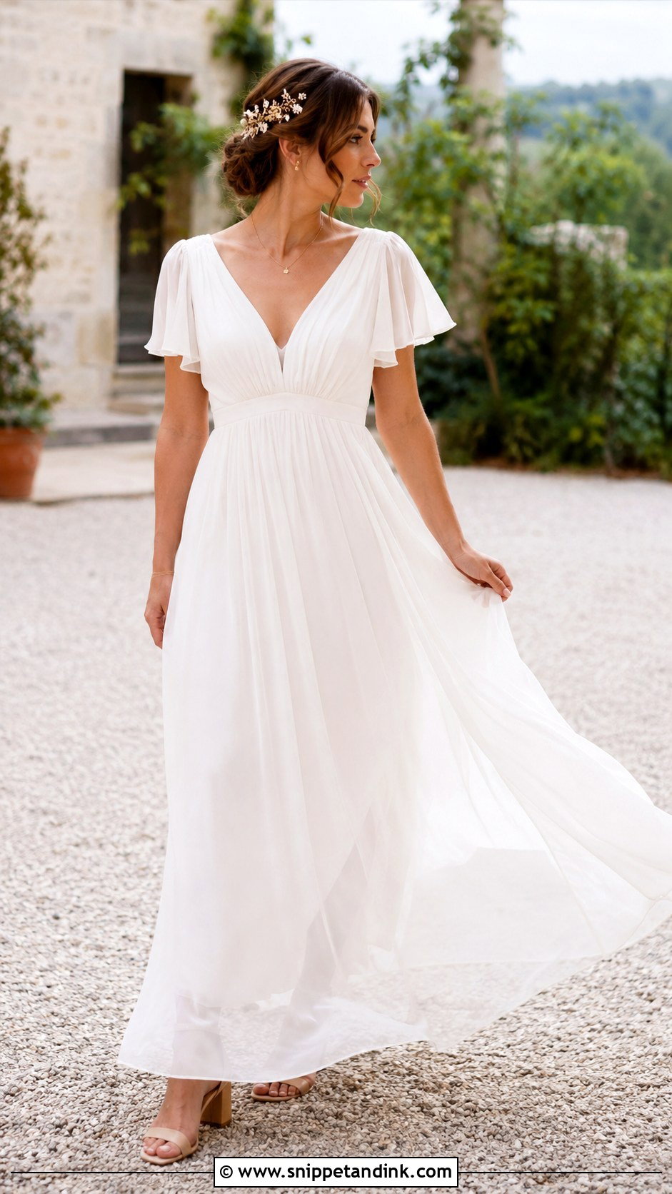Chiffon Empire Waist April Wedding Dress - Snippet and Ink - 20 April Wedding Dress Ideas