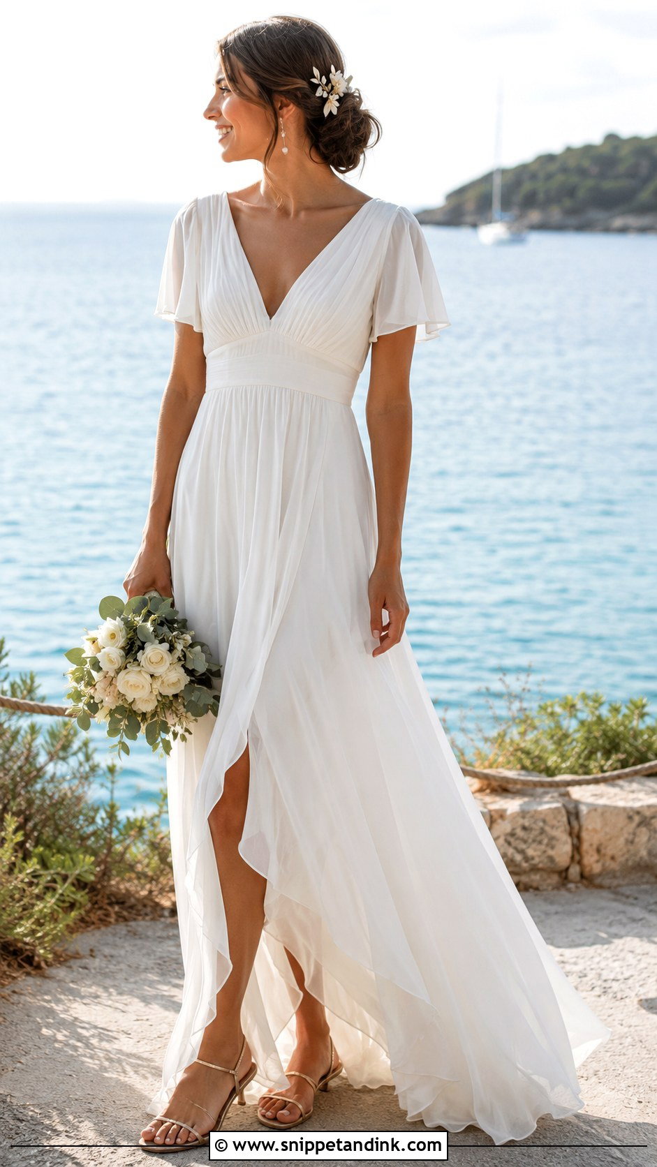 Chiffon Empire Waist Bohemian Beach Wedding Dress - Snippet and Ink - 20 Bohemian Beach Wedding Dress Ideas