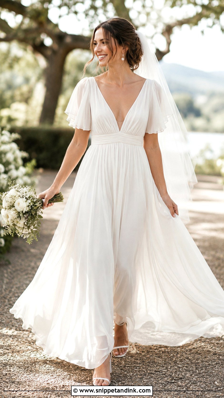 Chiffon Empire Waist Bridal Frock Gown - Snippet and Ink - 20 Bridal Frocks Gowns