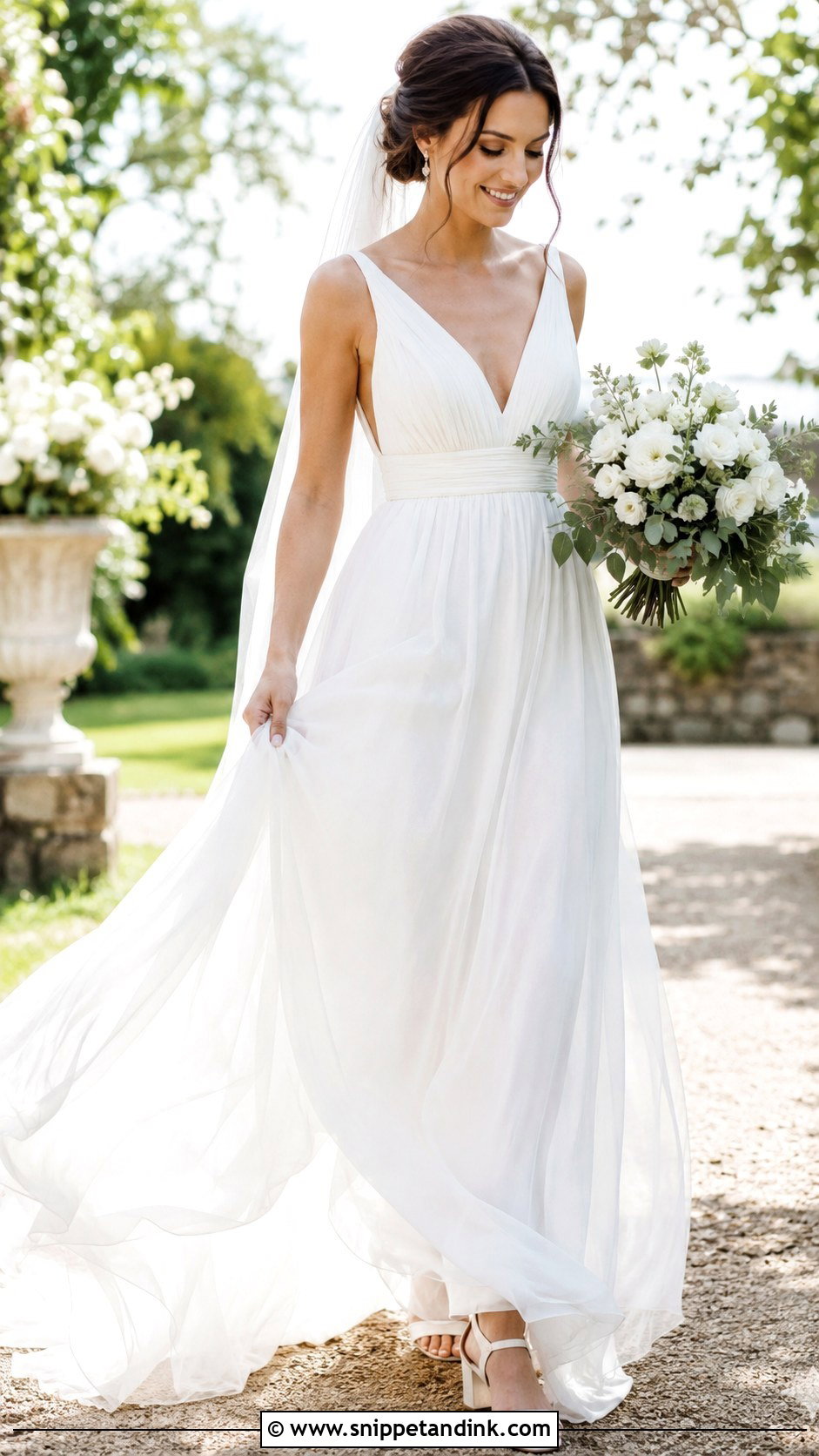 Chiffon Empire Waist Bridal Wedding Gown - Snippet and Ink - 20 Bridal Wedding Gowns
