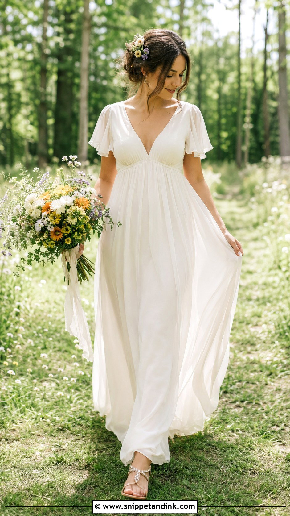 Chiffon Empire Waist Forest Wedding Dress - Snippet and Ink - 20 Forest Wedding Dresses