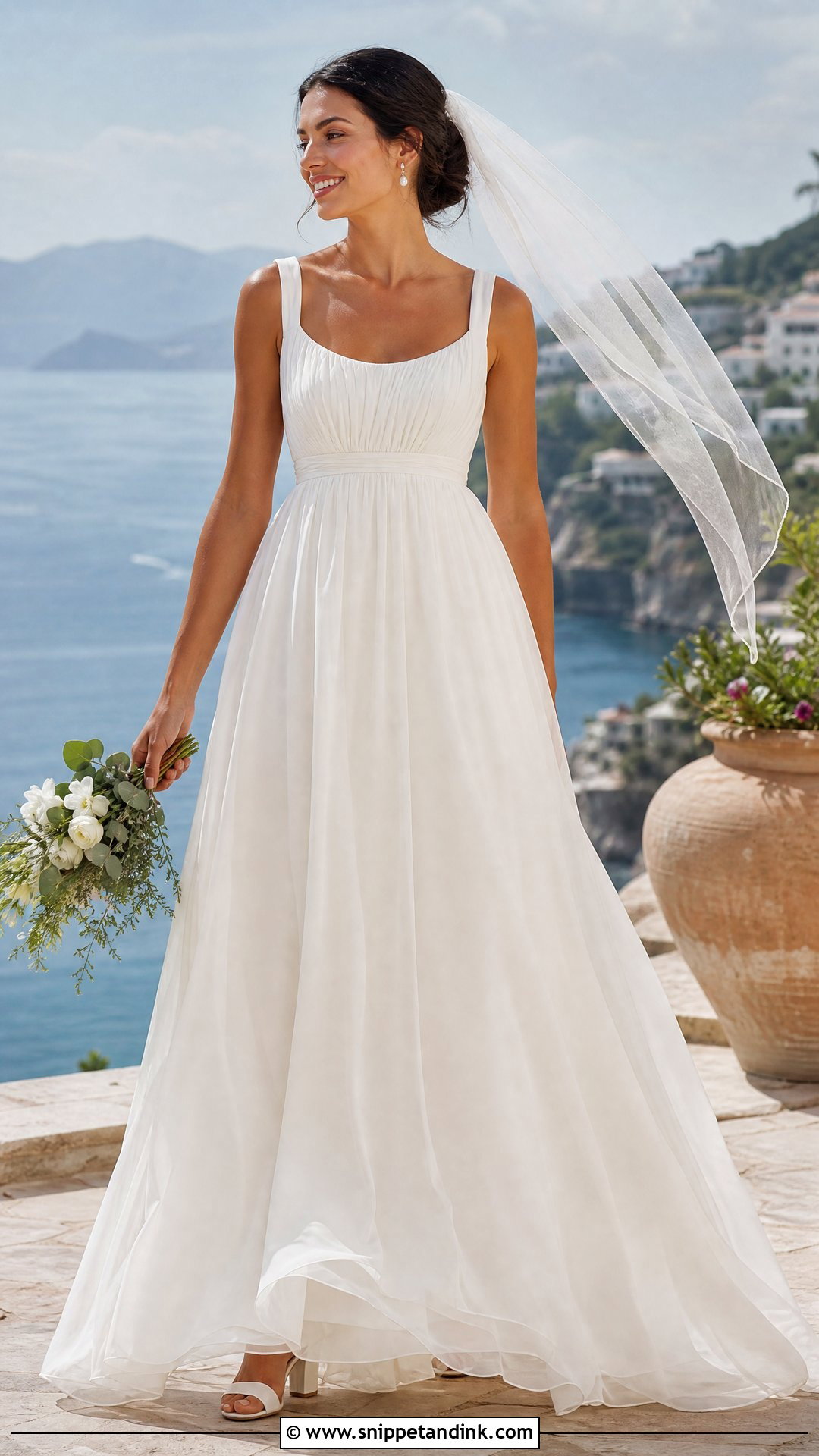 Chiffon Empire Waist Long Wedding Dress - Snippet and Ink - 25 Long Wedding Dress Ideas