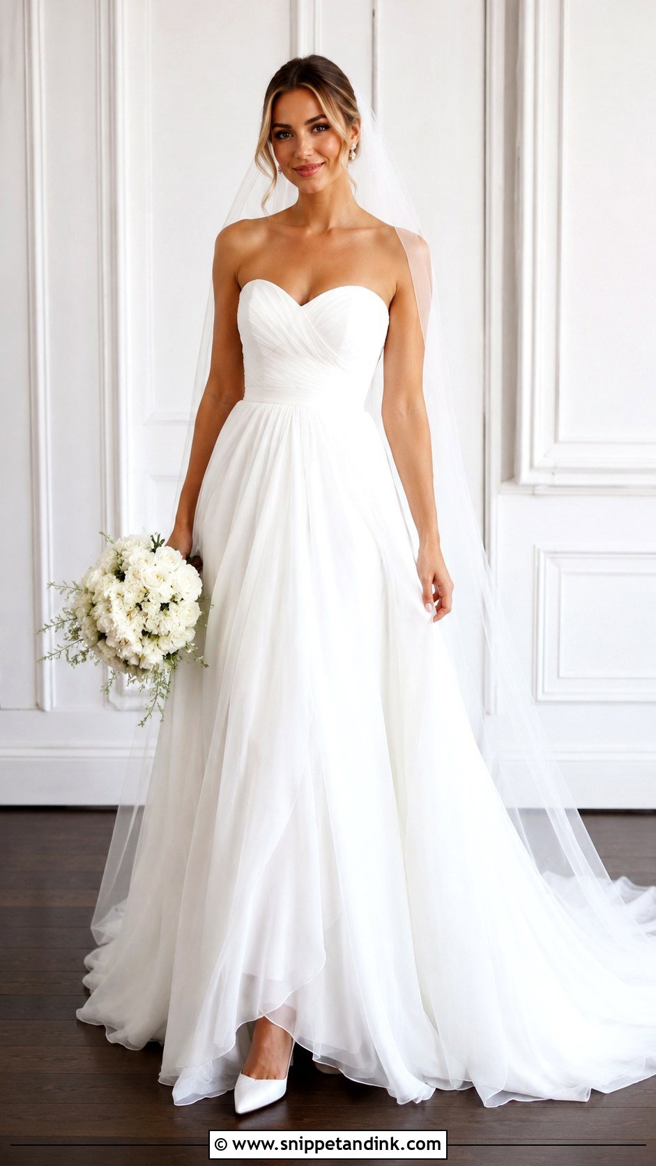 Chiffon Empire Waist Wedding Dress - Snippet and Ink - 30 Chiffon Wedding Dress Ideas