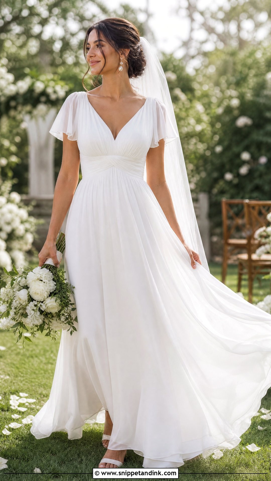 Chiffon Empire Waist Wedding Dress - Snippet and Ink - 20 Wedding Dress Material Ideas
