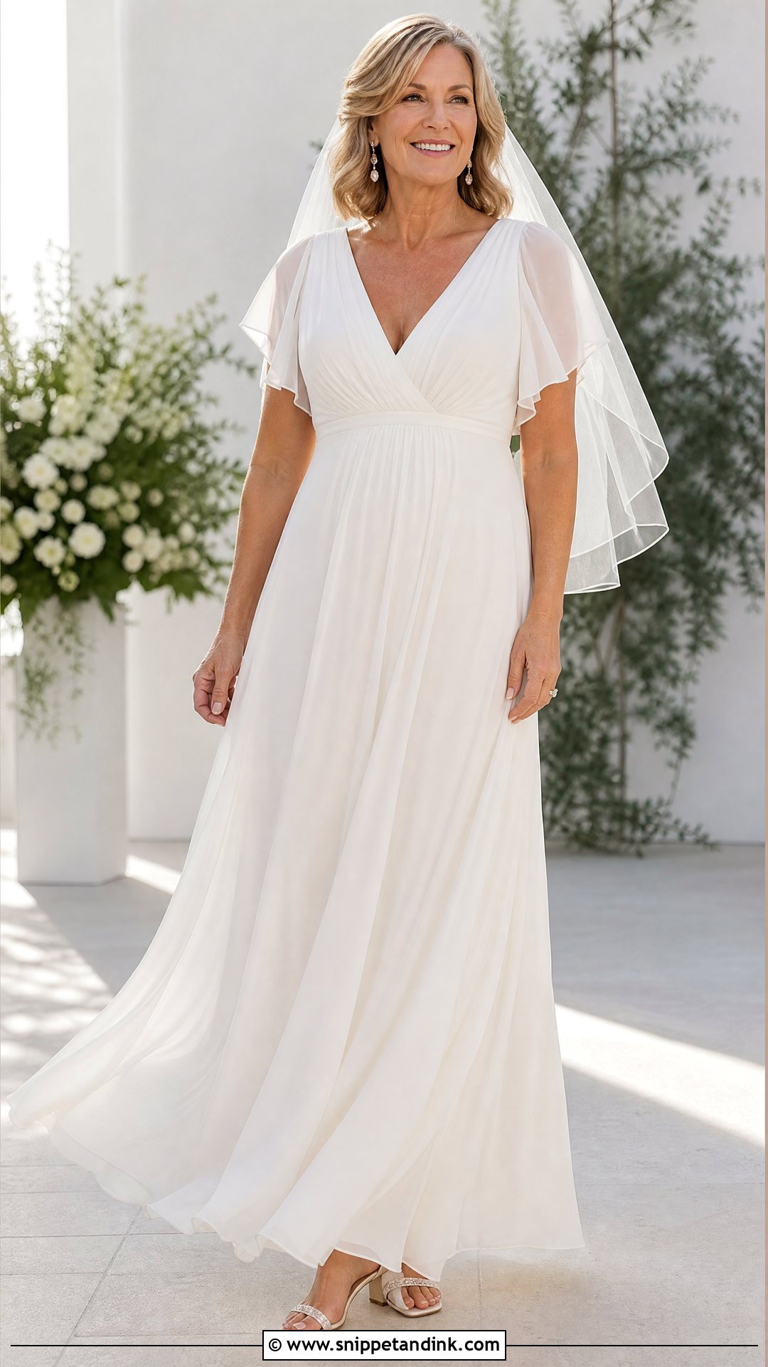 Chiffon Empire Waist Wedding Dress - Snippet and Ink - 20 Wedding Dresses for 50 Year Olds Brides