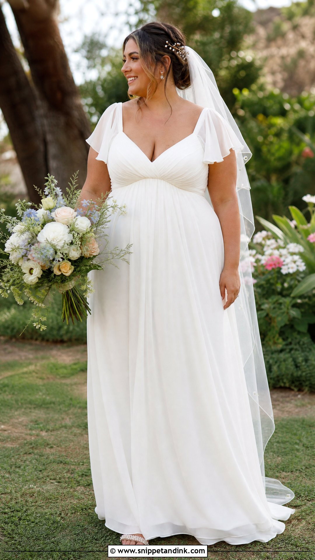 Chiffon Empire Waist Wedding Dress - Snippet and Ink - 20 Wedding Dresses Pear Shape