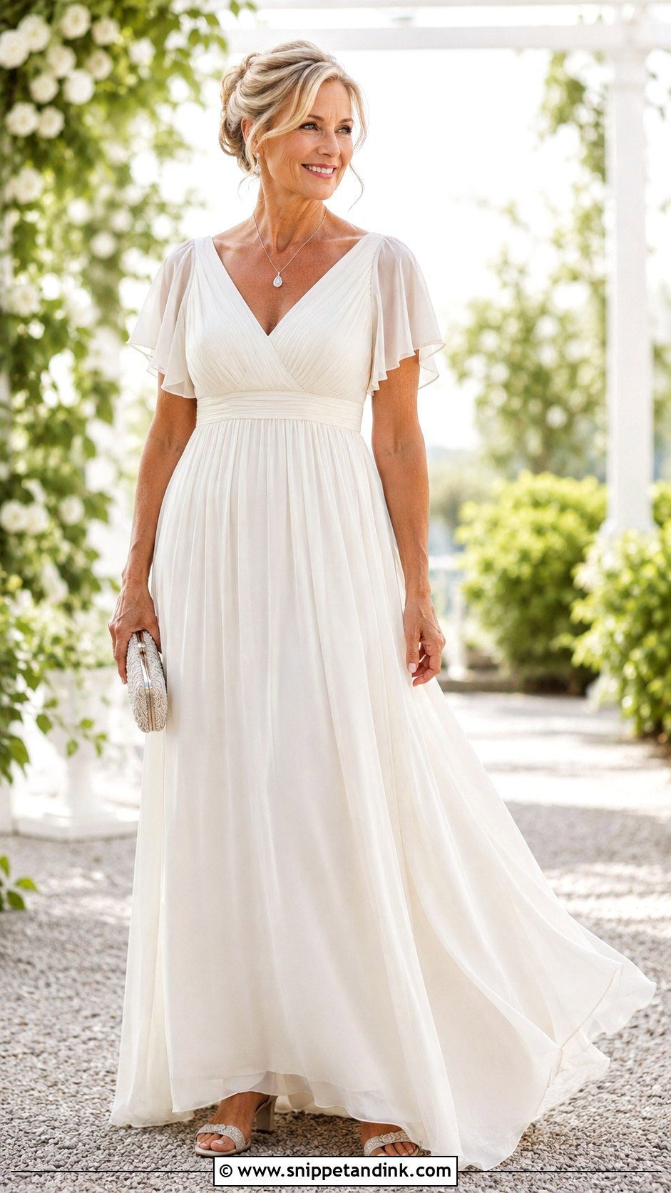 Chiffon Empire Waist Wedding Dress - Snippet and Ink - 20 Older Bride Wedding Dress Ideas