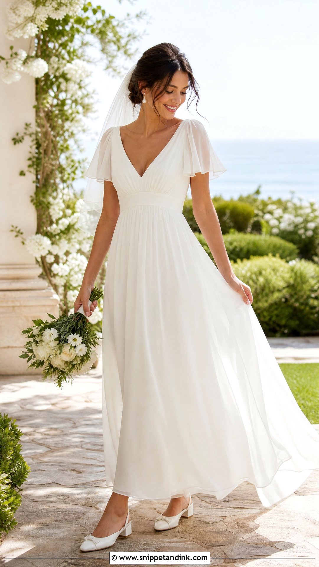 Chiffon Empire Waist Wedding Dress - Snippet and Ink - 25 Dreamy Romantic Elegant Wedding Dress Ideas