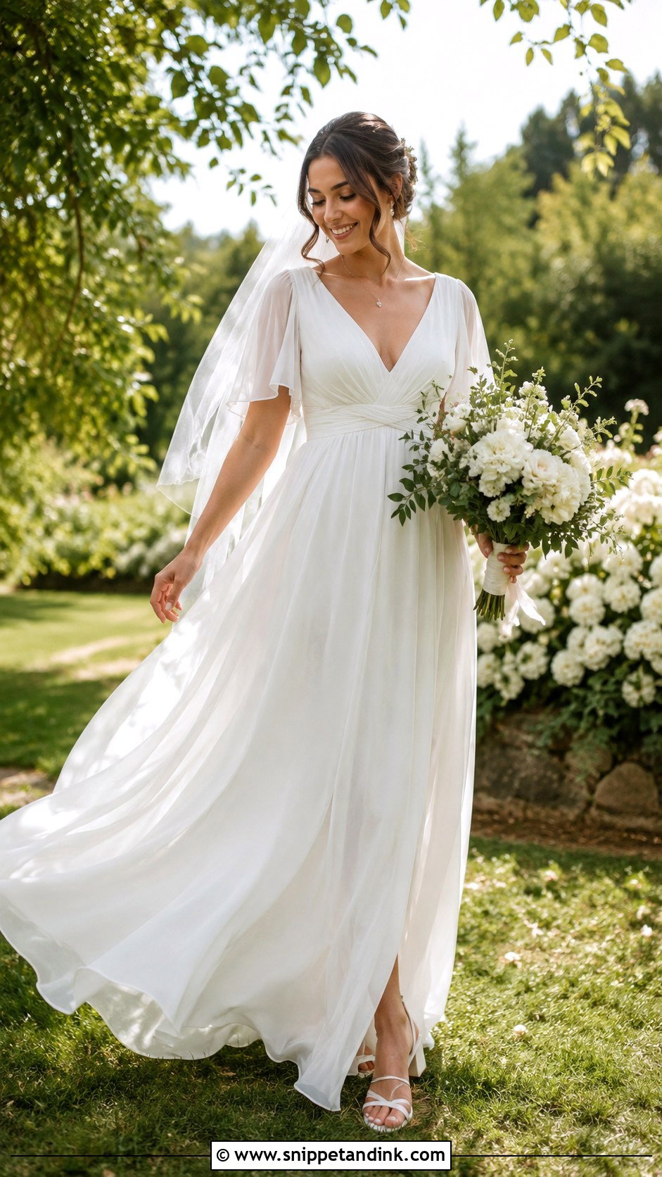 Chiffon Empire Waist Wedding Dress - Snippet and Ink - 20 Budget Wedding Dress Ideas