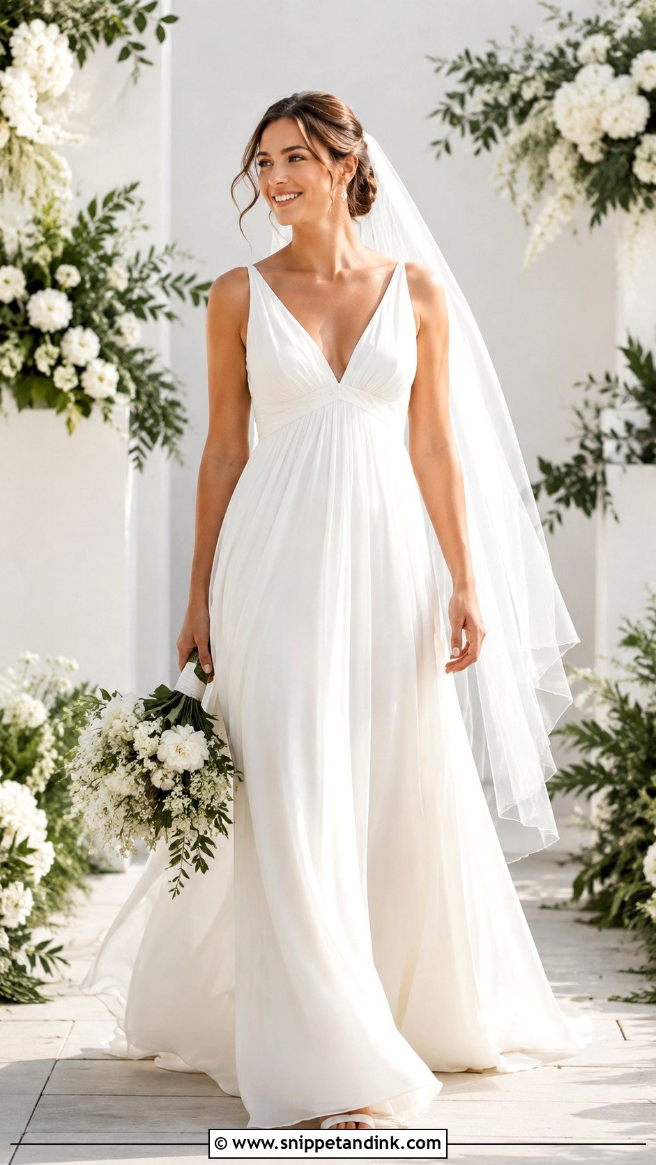 Chiffon Empire Waist Wedding Dress - Snippet and Ink - 20 Elegant Romantic Wedding Dresses