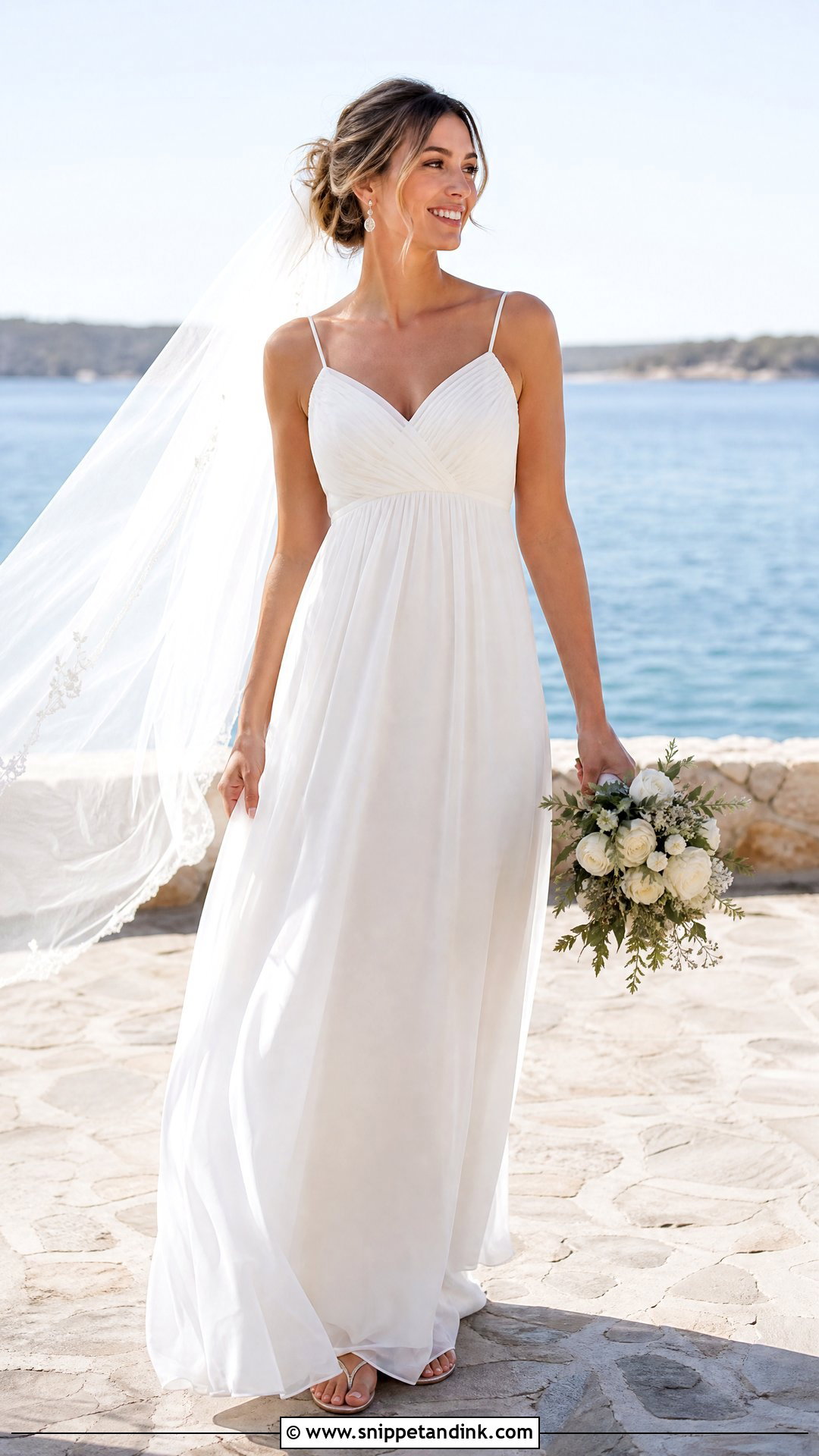 Chiffon Empire Waist Wedding Dress With Sandals - Snippet and Ink - 20 Trying on Wedding Dresses