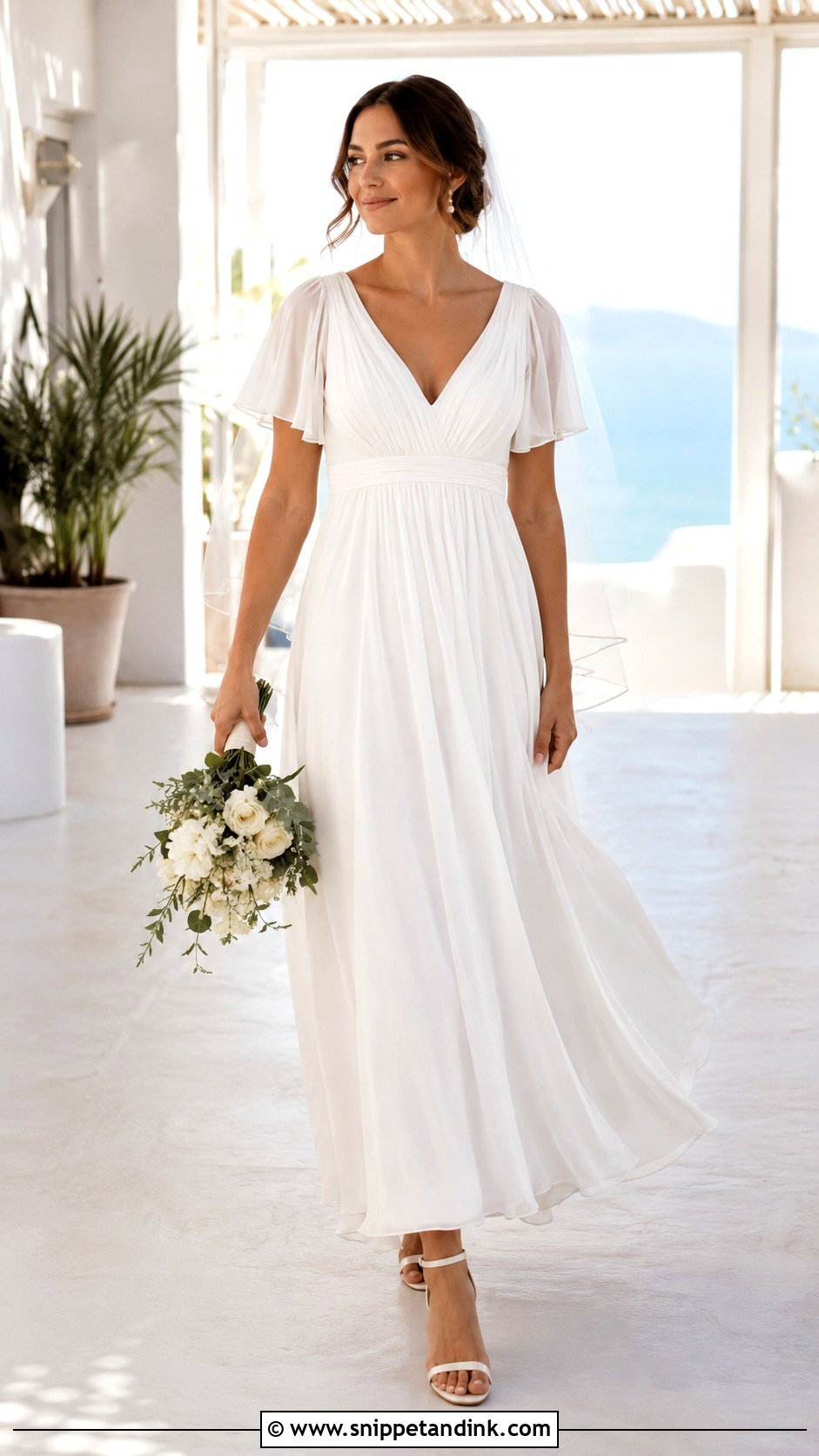 Chiffon Empress Wedding Dress With Low Heels - Snippet and Ink - 20 Empress Wedding Dress Ideas