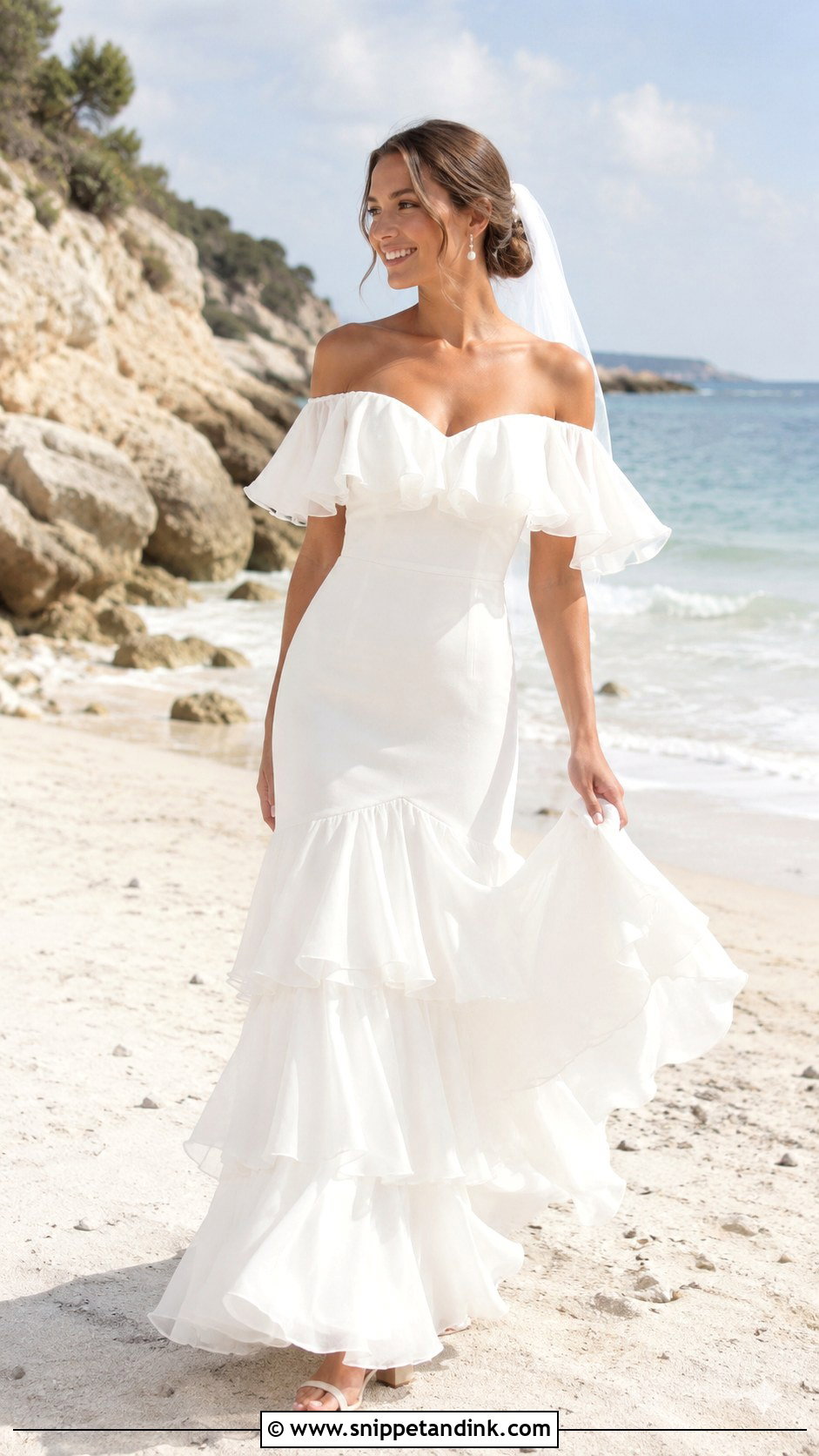 Chiffon Flamenco Wedding Dress For Beach Wedding - Snippet and Ink - 20 Flamenco Wedding Dress Ideas