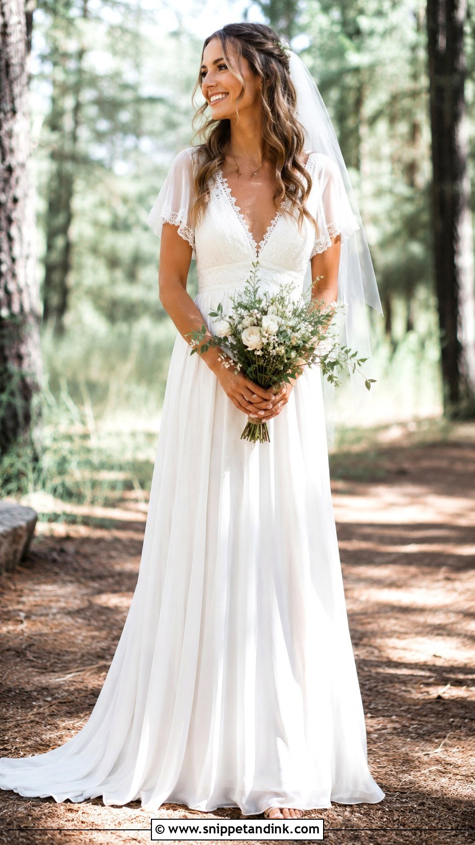 Chiffon Forest Wedding Dress - Snippet and Ink - 25 Enchanted Forest Wedding Dress Ideas