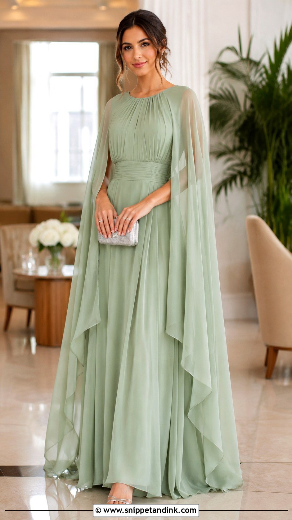 Chiffon Gown With Cape - Snippet and Ink - 25 Gown Models Ideas